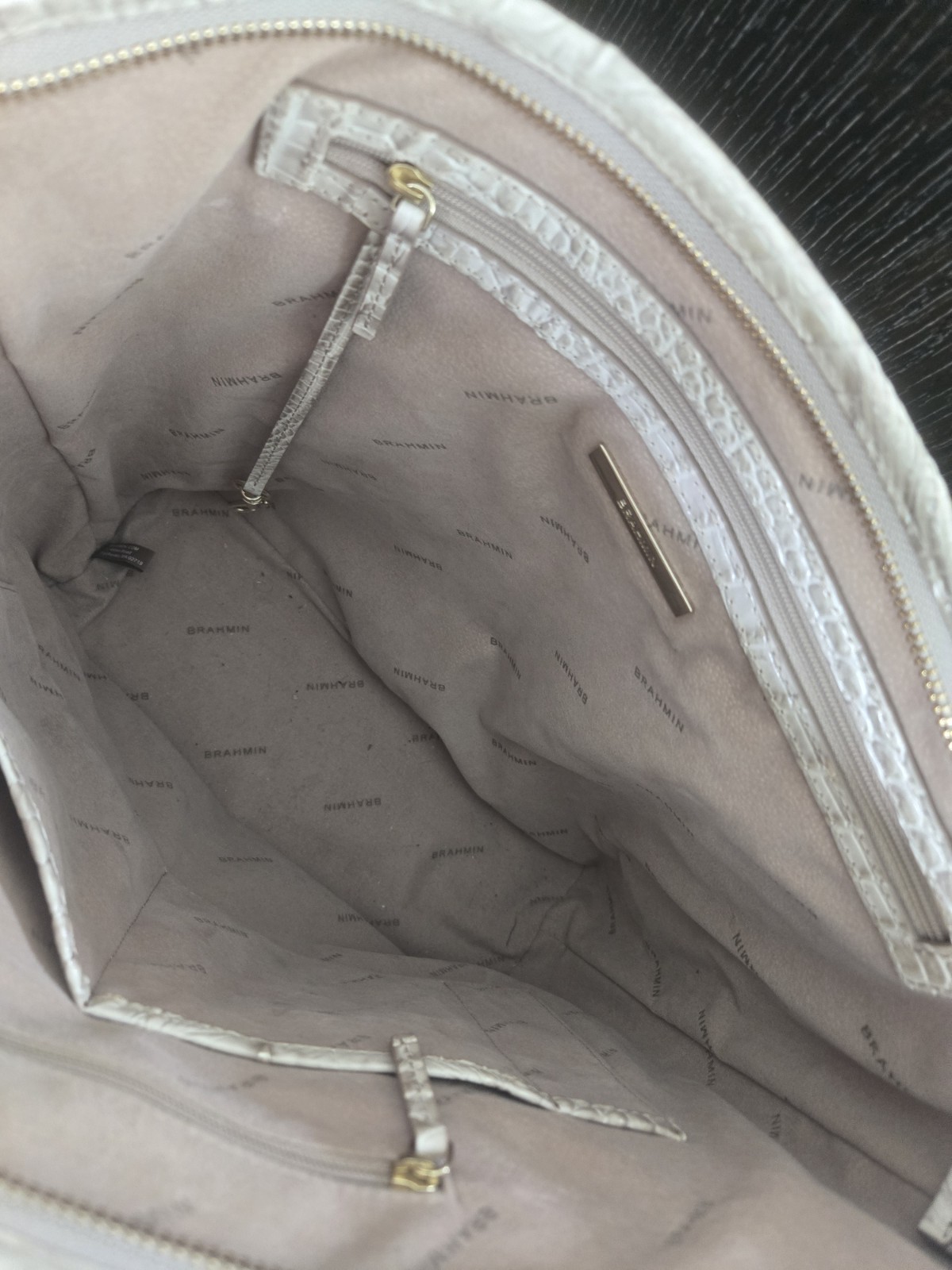 Brahmin Medium Asher Tote Gravel Melbourne Beige Croc Embossed Leather