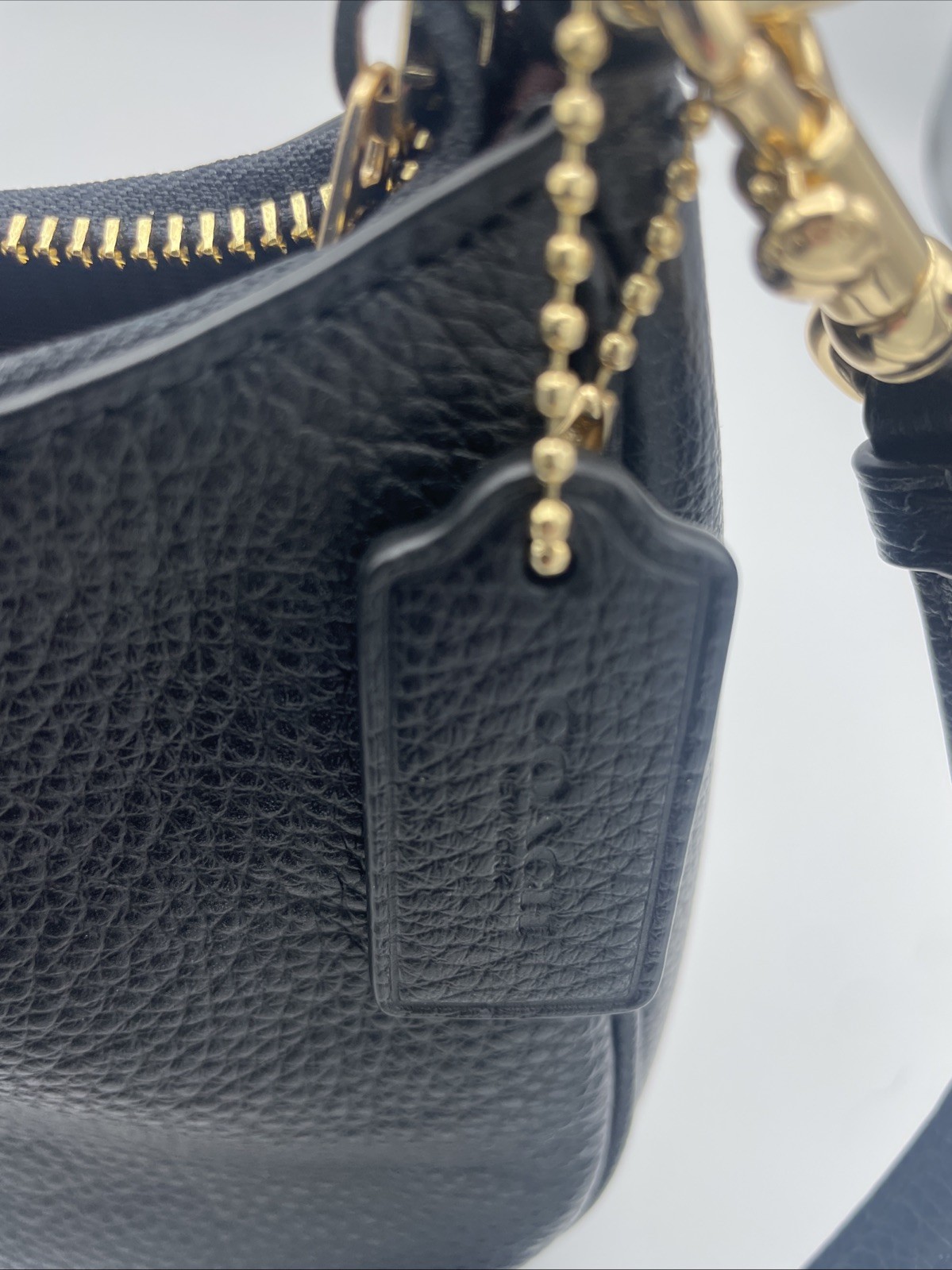 COACH CA209 TERI Shoulder Bag Hand Bag Black Refined Pebble Leather Outlet NWT