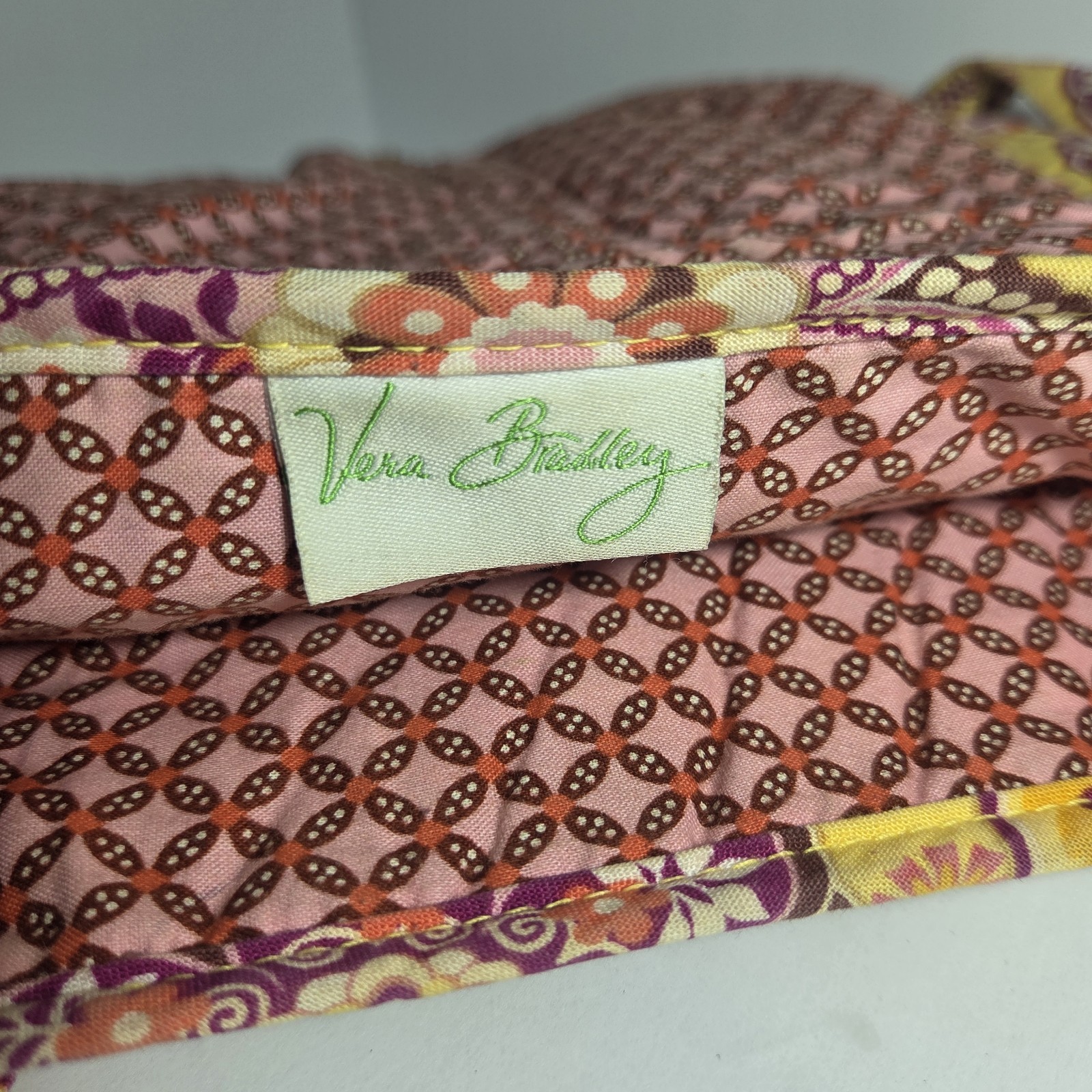 Vera Bradley Quilted Crossbody Shoulder Bag Provencal Floral Yellow Purple Flap