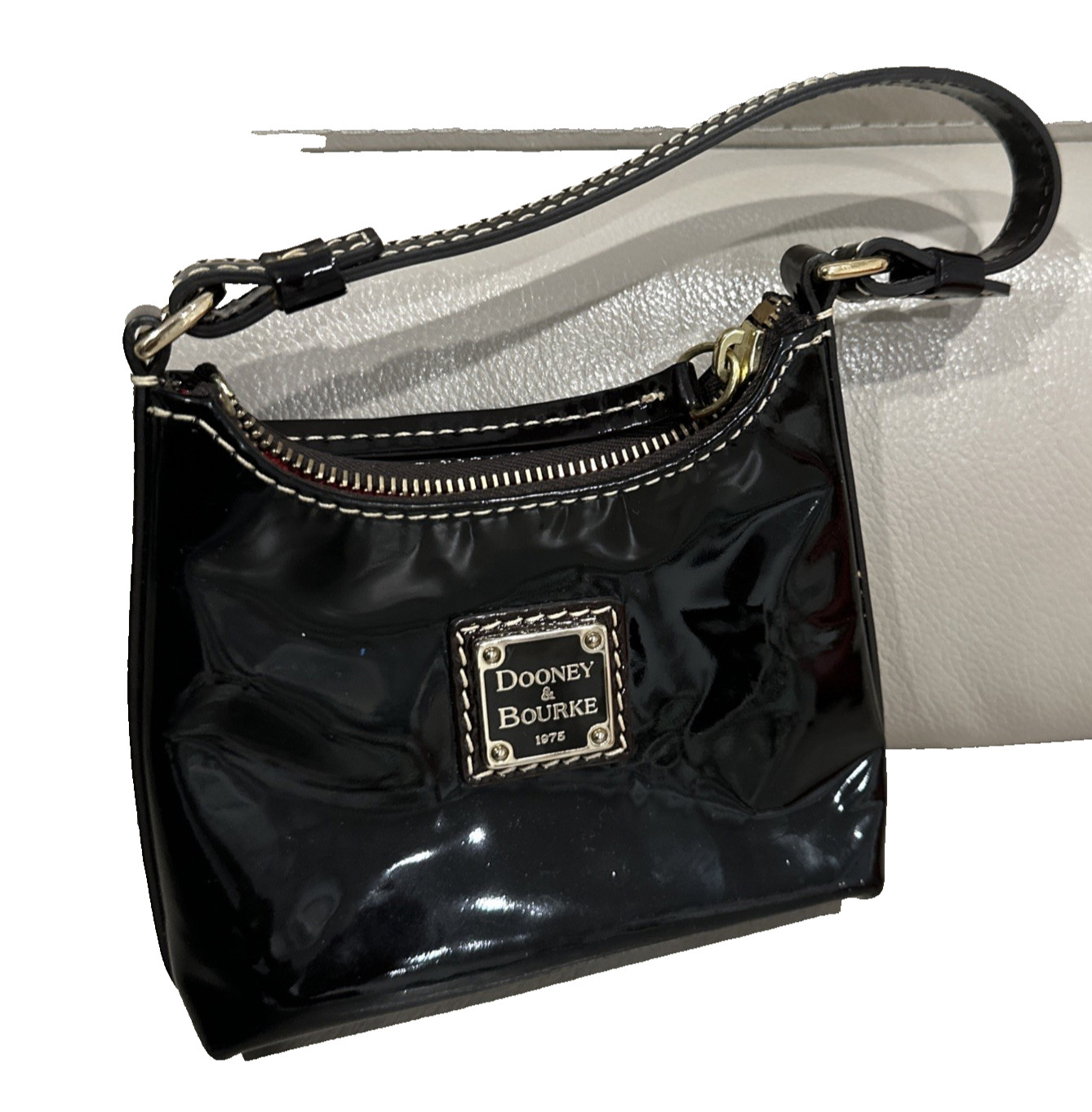 Dooney & Bourke Patent Leather Handbag Mini Bitsy Bag Black Vintage 5.5”x4”