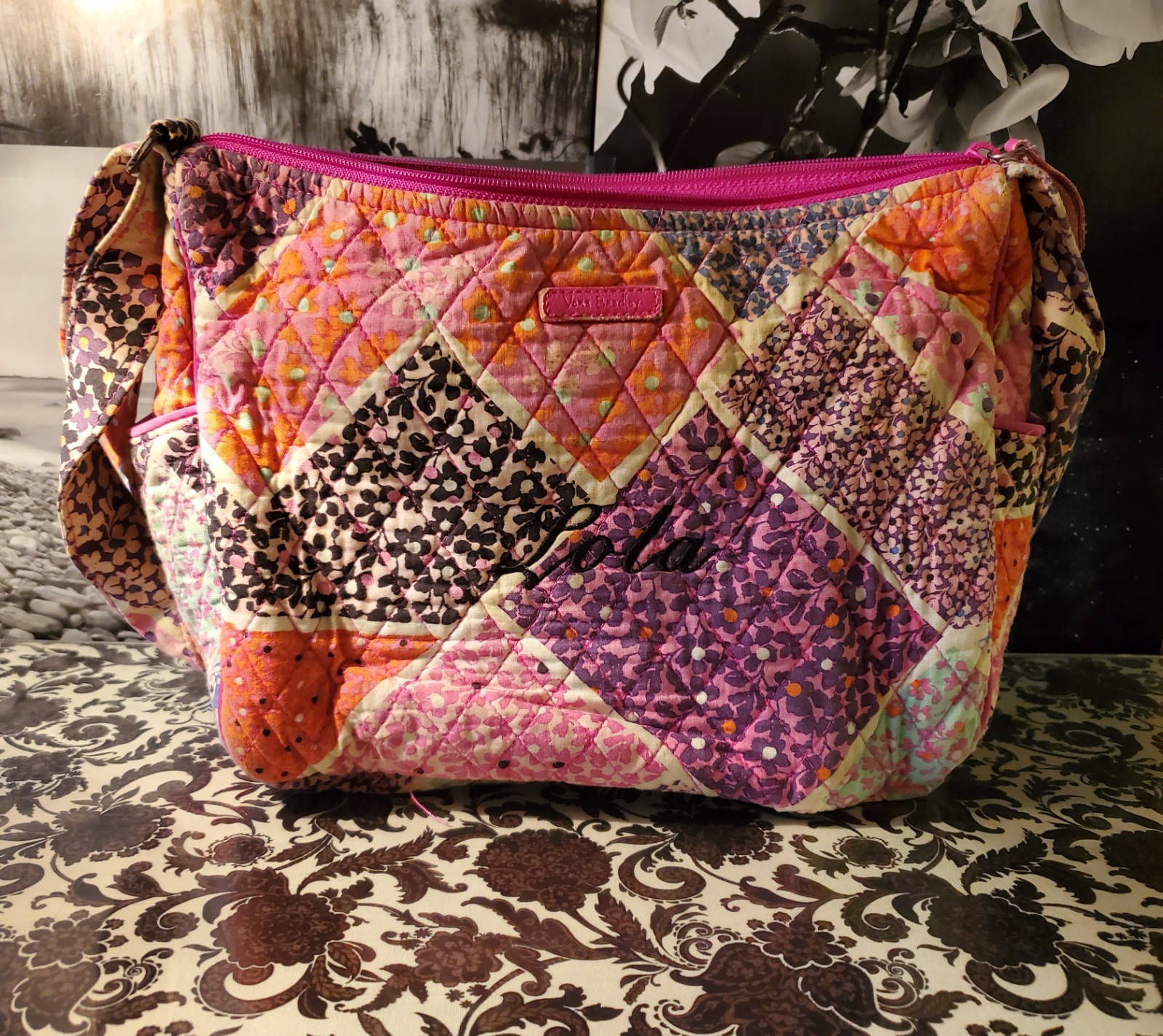 Vera Bradley Quilted Patchwork Shoulder Bag Pink Floral Crossbody “Meet Lola”