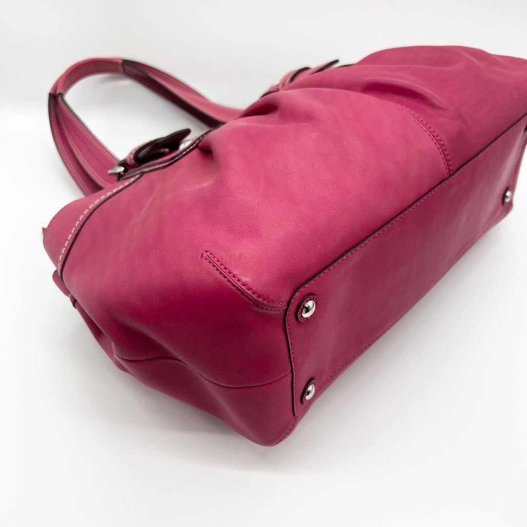 Coach Soho Tote Bag Pleated Leather Pink