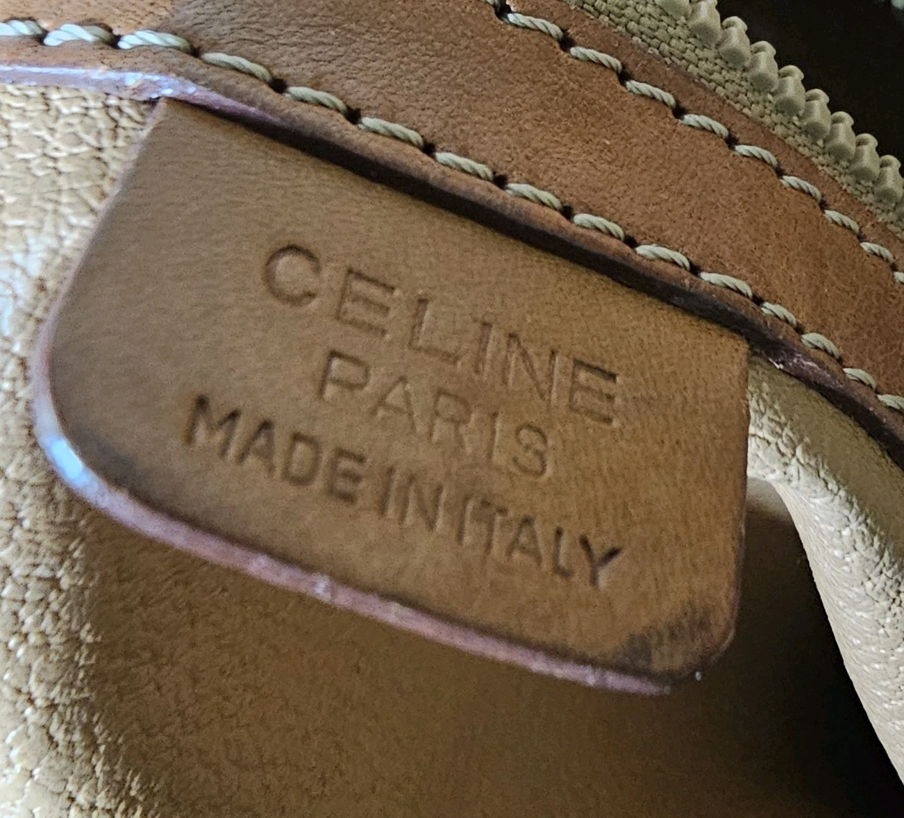 Auth CELINE Macadam – Dark Brown Light Brown PVC Leather Handbag Needs some love