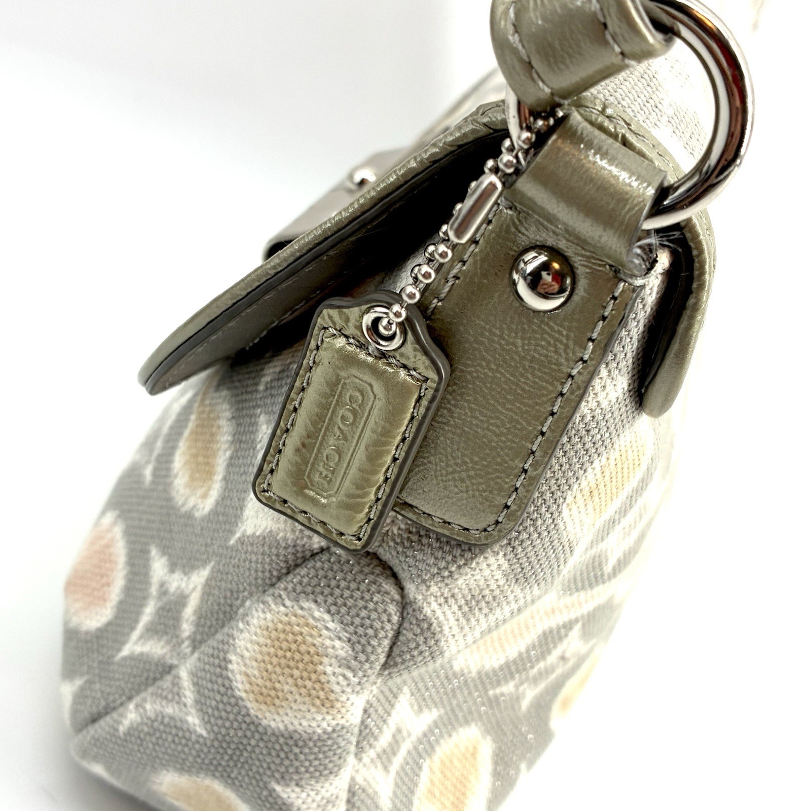 Coach Kristin F45376 Op Art Ikat Shoulder Bag Gray Silver Pink Sateen Lining (ST