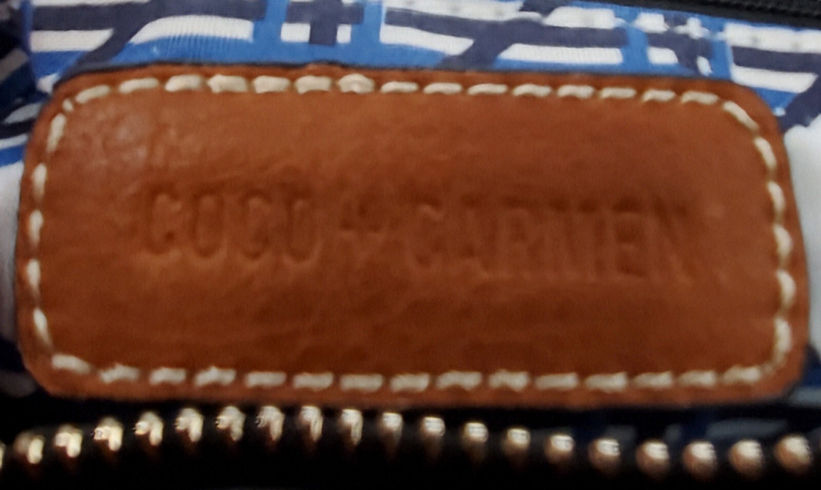 Coco + Carmen Women’s Handbag Blue And White With Brown Straps Crossbody Bag
