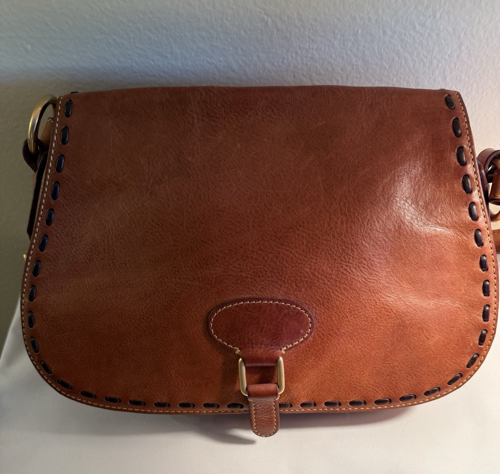 Vintage Dooney & Bourke Equestrian Leather Saddle Shoulder Crossbody Bag