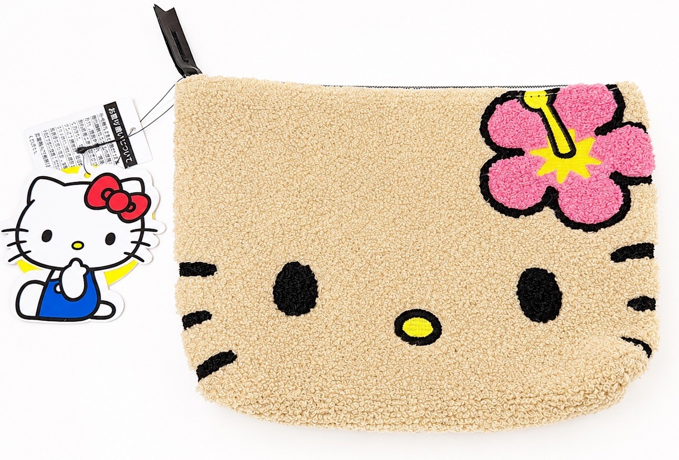 Hello Kitty Sagara Embroidered Pouch Large Clutch Bag Beige Japan Exclusive Y2K
