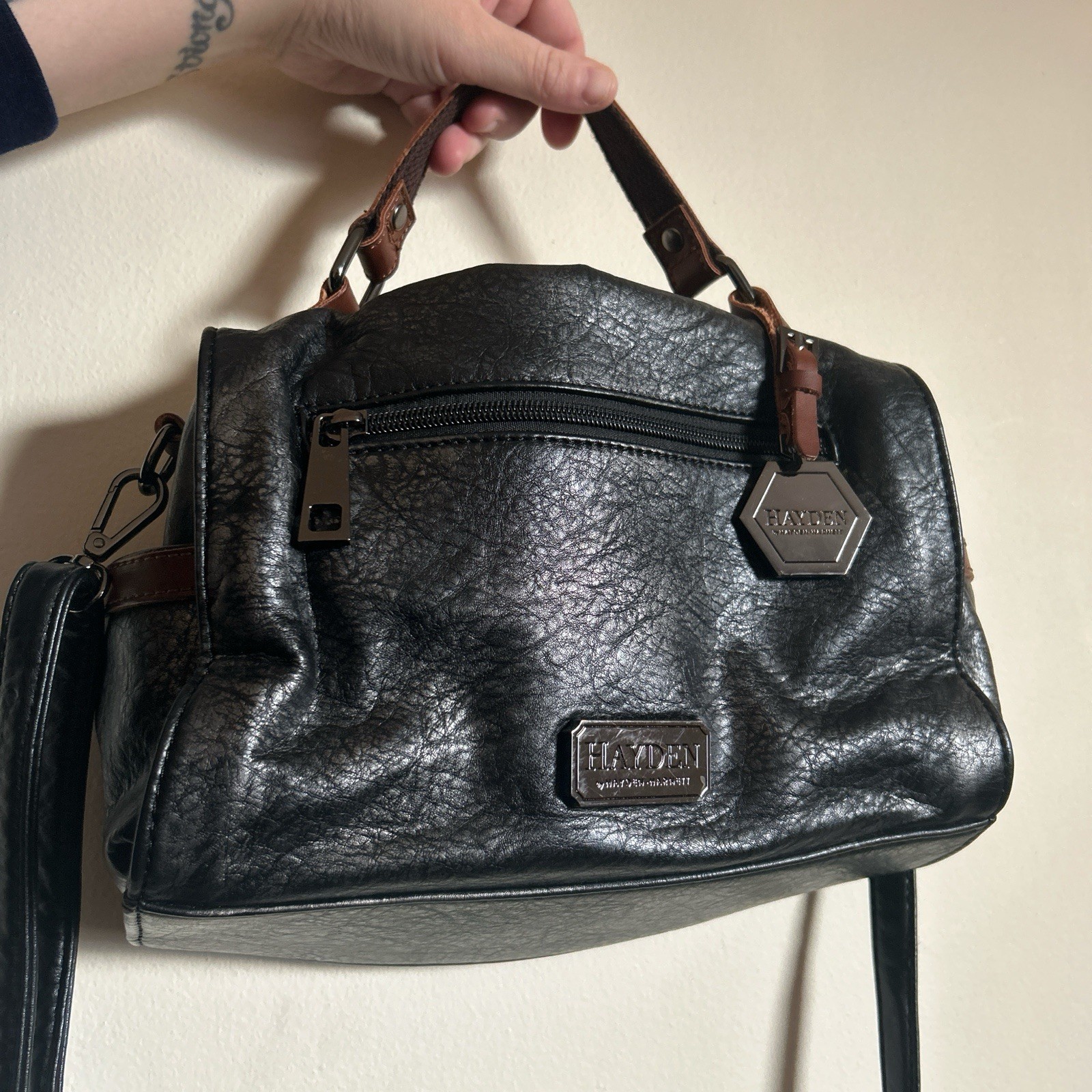 Hayden Harnett Studded Black And Brown Purse