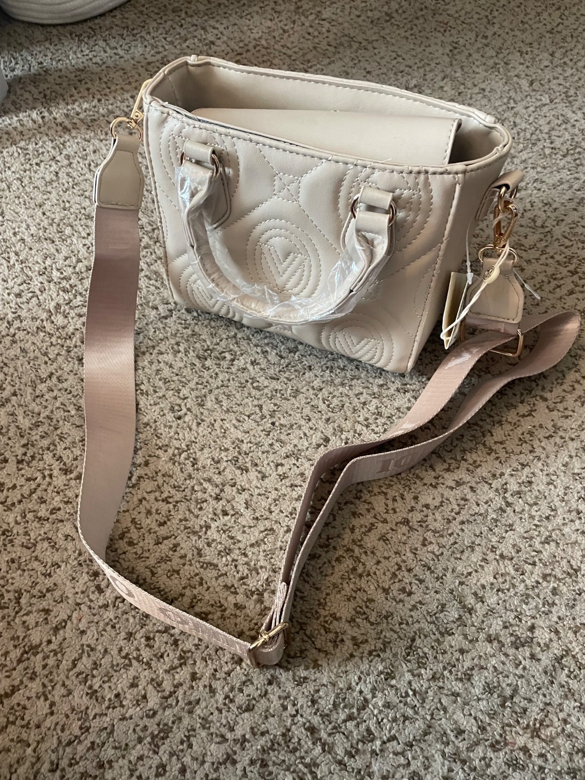 Valentino Orlandi Taupe Quilted Shoulder Bag brand new with crossbody strap