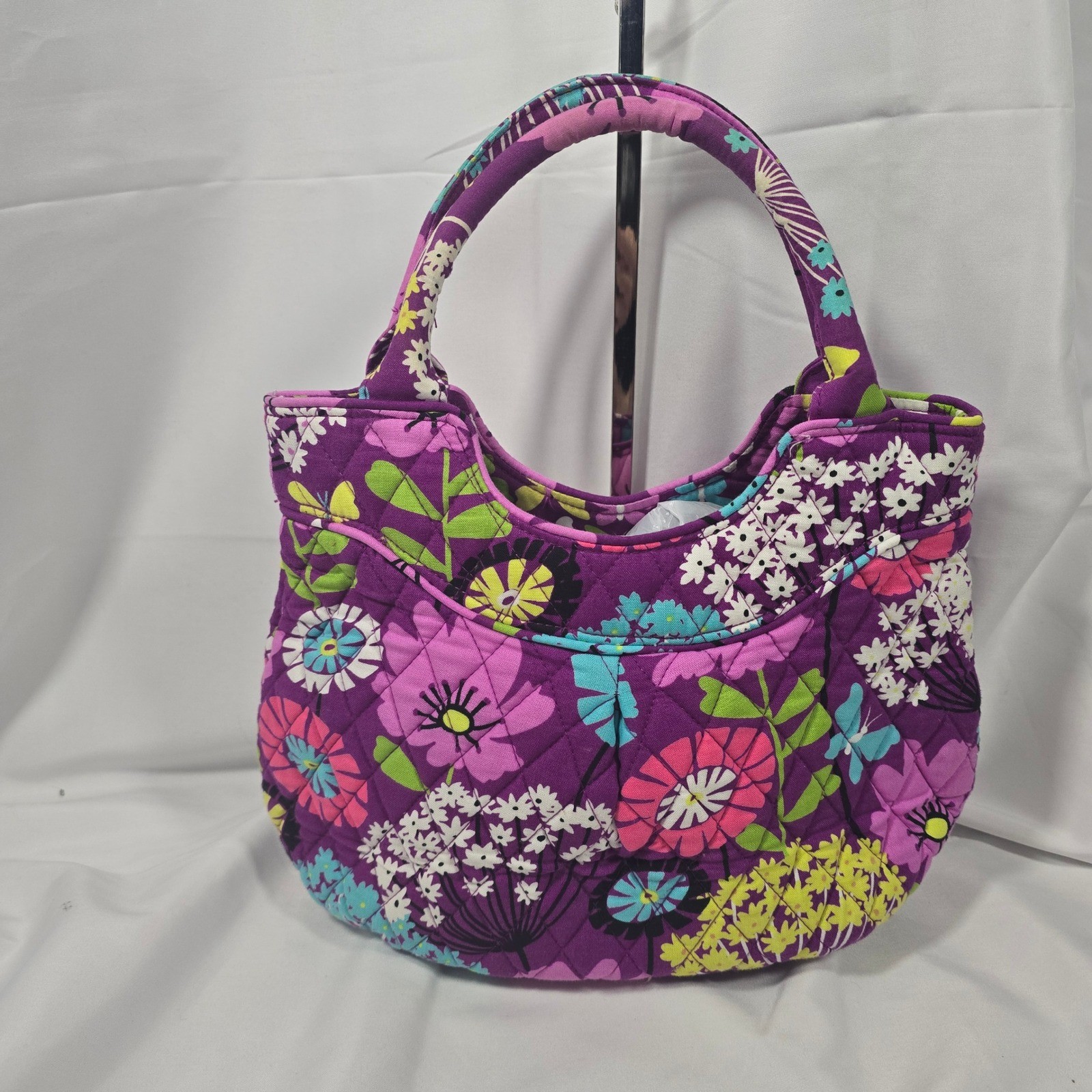 Boho Vera Bradley Priscilla Pink Floral Quilted Cotton Hobo Handbag Purse