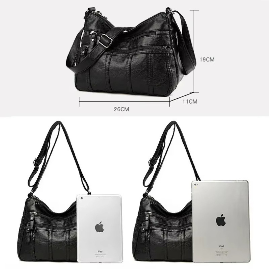 Women’s Soft Leather Crossbody Bag, 2026 Retro Multi-pocket Shoulder Handbag