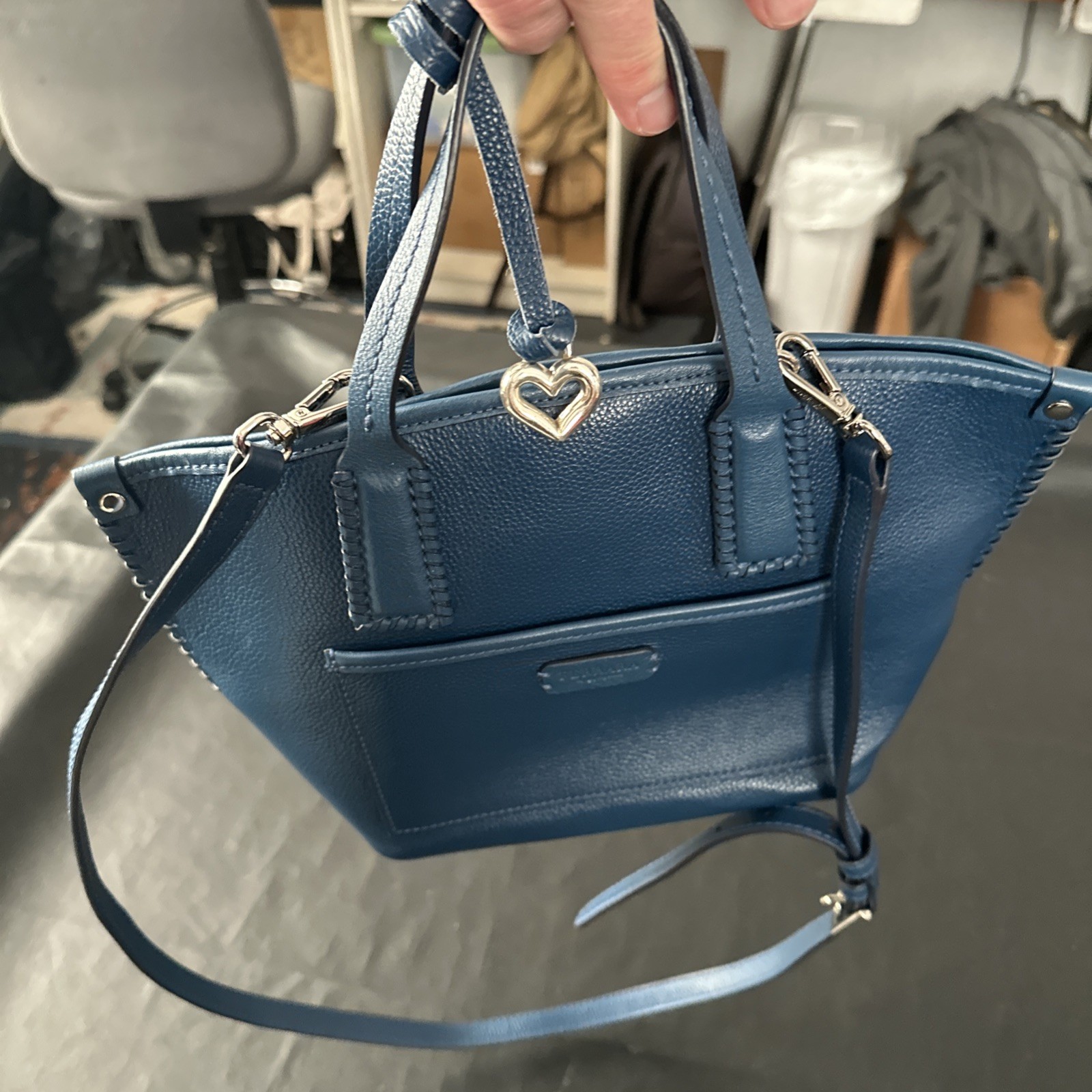 Brighton Ferrara Collection Women’s Leather Shoulder Bag Purse Navy Blue