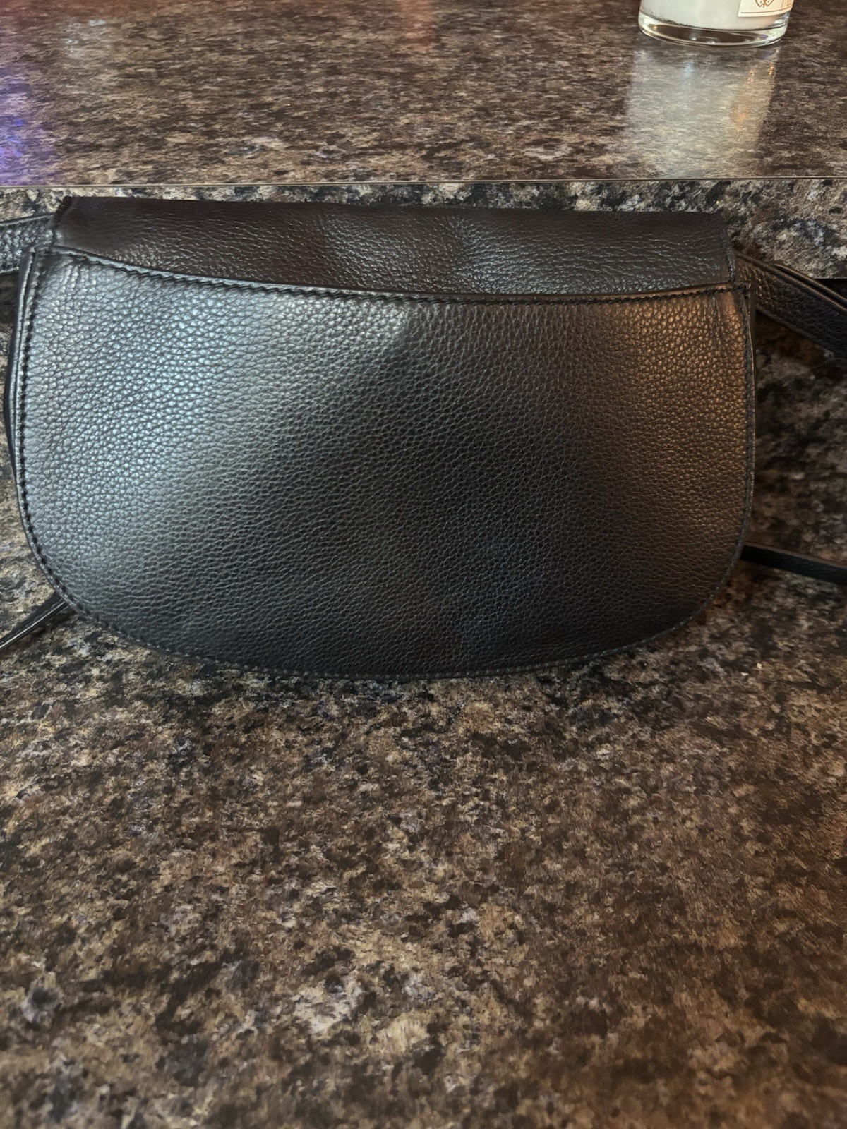 Tory Burch Black Reva Logo Small Crescent Crossbody Bag Gold Hardware Magnetic