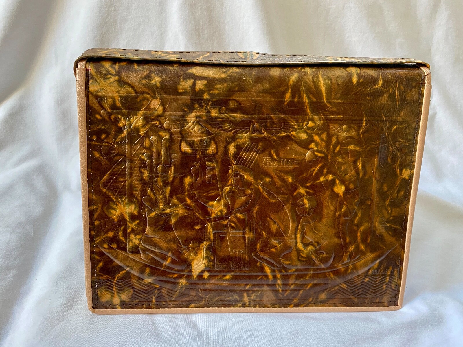 Egyptian Camel Leather Woman Purse Bag Brown Gold Isis Horus 10″ x 7.5″ #25