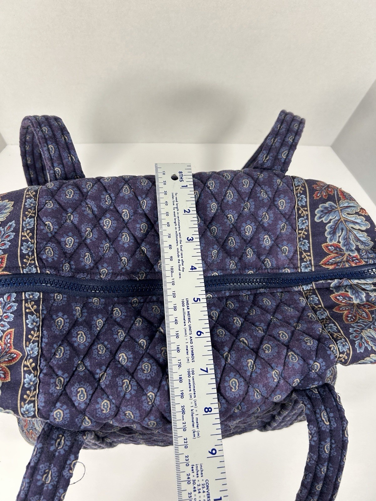 VTG Vera Bradley “Regency Blue Paisley” Duffel Bag 15″ 90’s