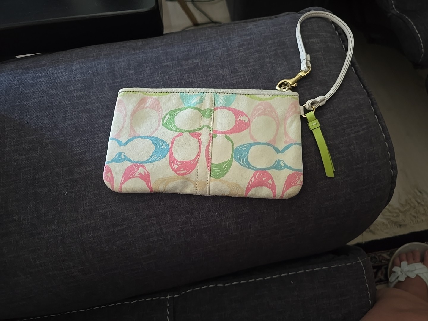 Coach Women’s Multicolor Logo Wristlet Bag with Wrist Strap, Zip