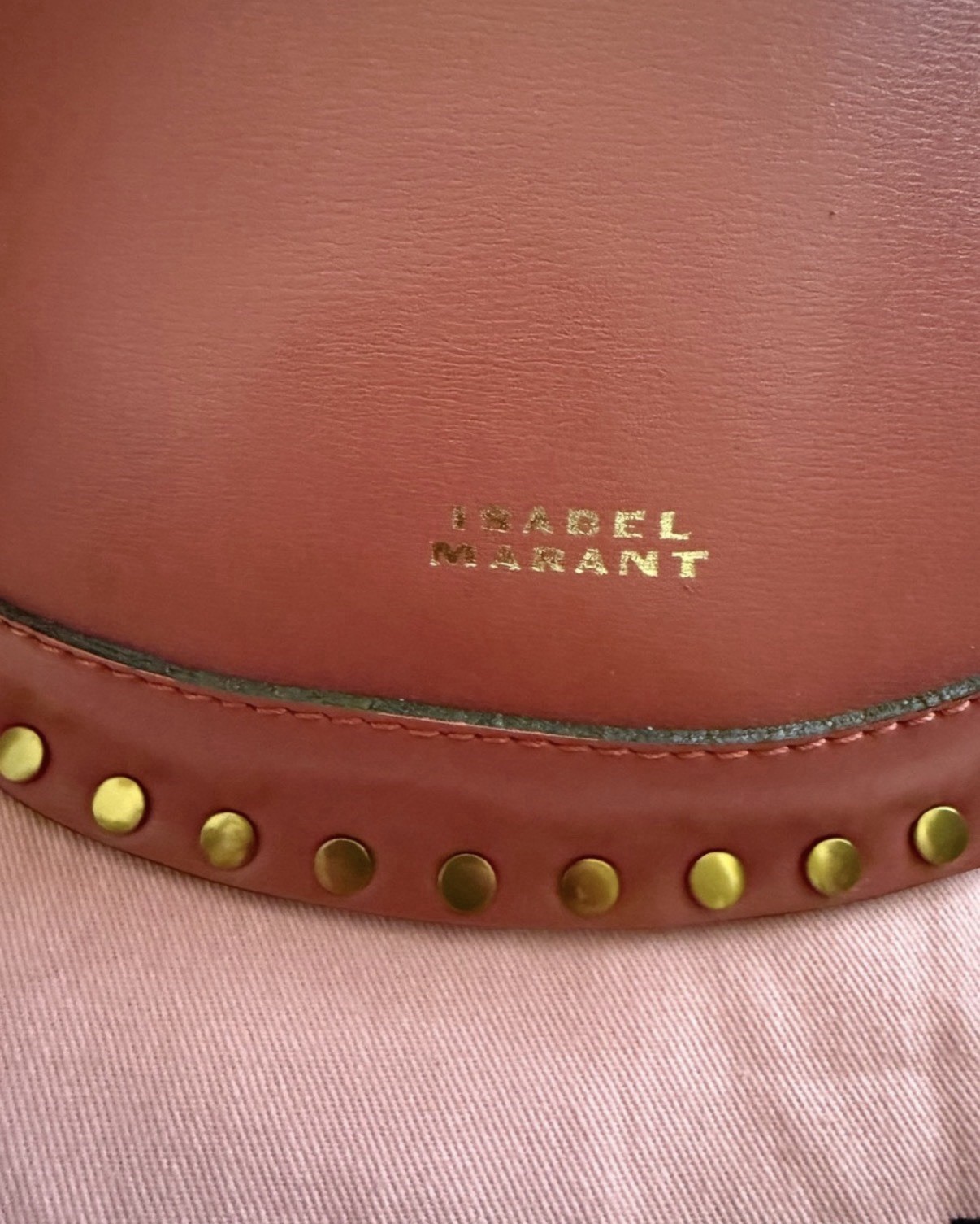 Isabel Marant Pink Studded Crescent Crossbody Bag Zip Adjustable Strap Dust Bag