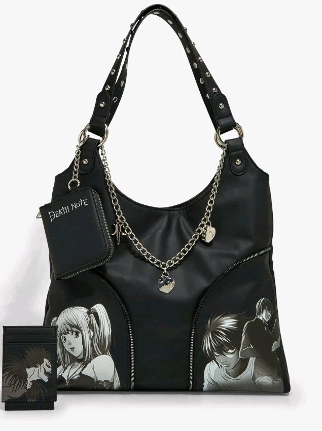 Death Note Misa Ryuk Slouchy Shoulder Bag Chain Charms & Coin Purse & Cardholder