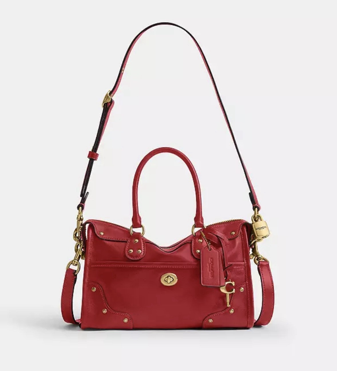 Coach Rider Satchel Bag 24 CFN69 B4POP Brass/Poppy