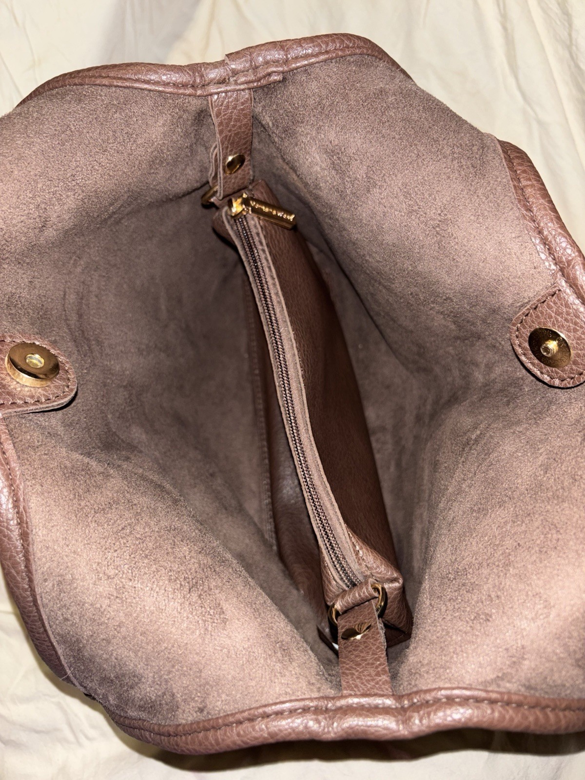 Montana West Brown Hobo Shoulder Bag, Medium, Magnetic Snap, Pockets, Gold