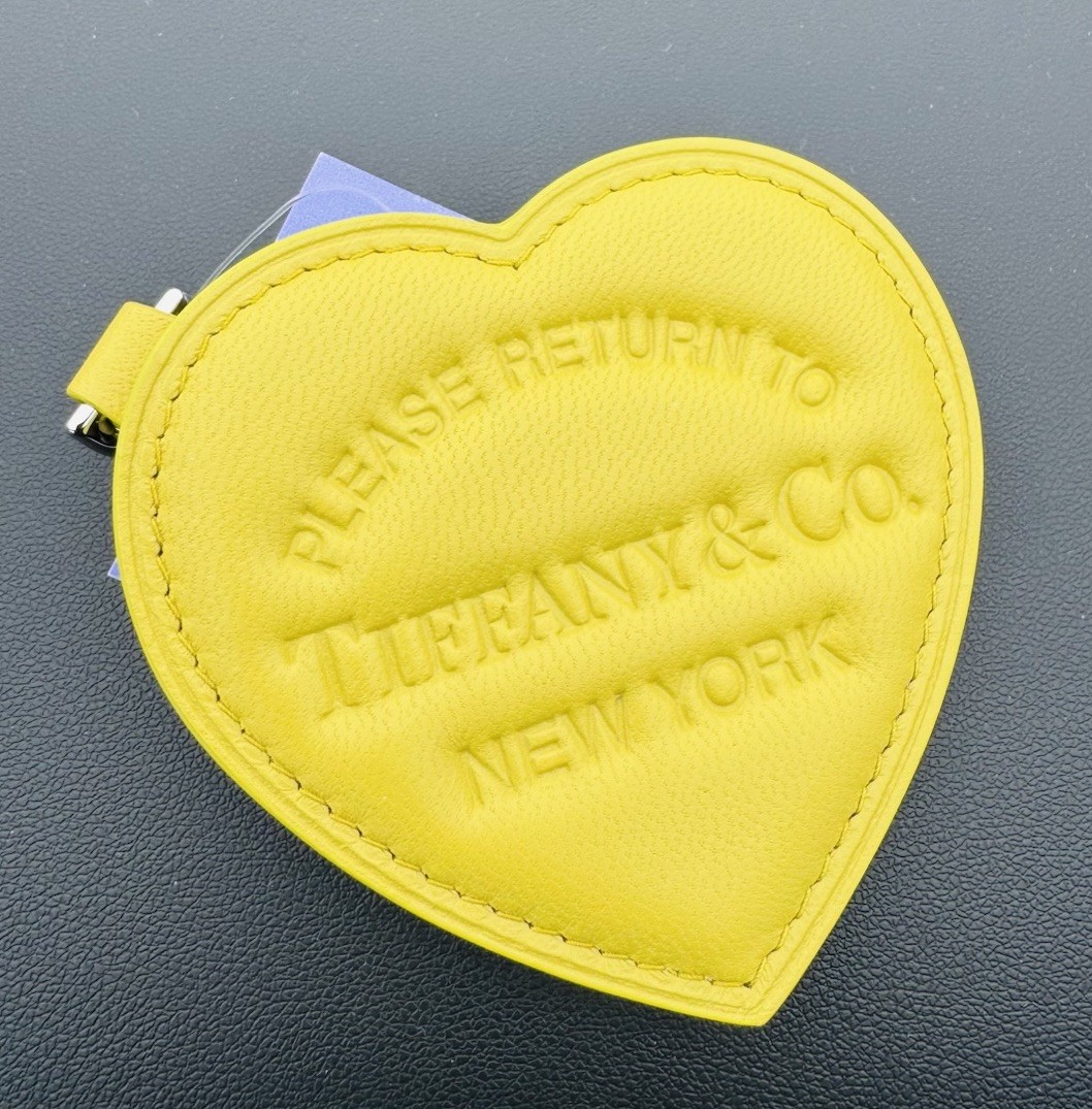 NWT Tiffany & Co. Padded Bag Charm Key Chain Tiffany Limited Yellow Heart