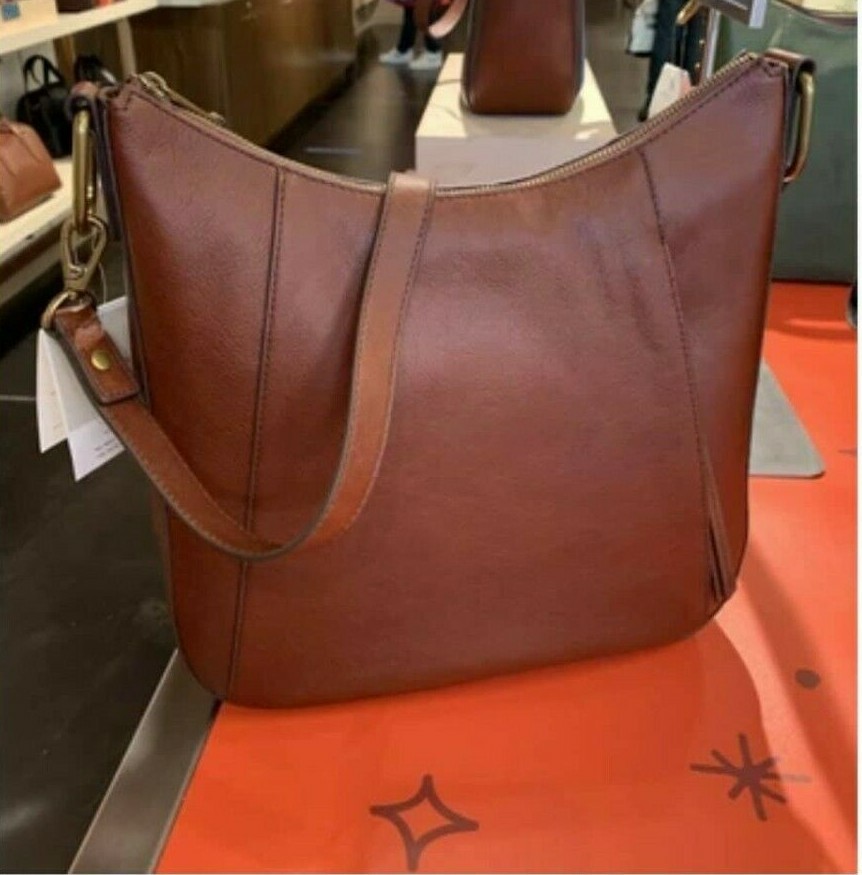 Fossil Talia Hobo Crossbody Shoulder Bag Brown Leather SHB2716213 $228 Retail Y