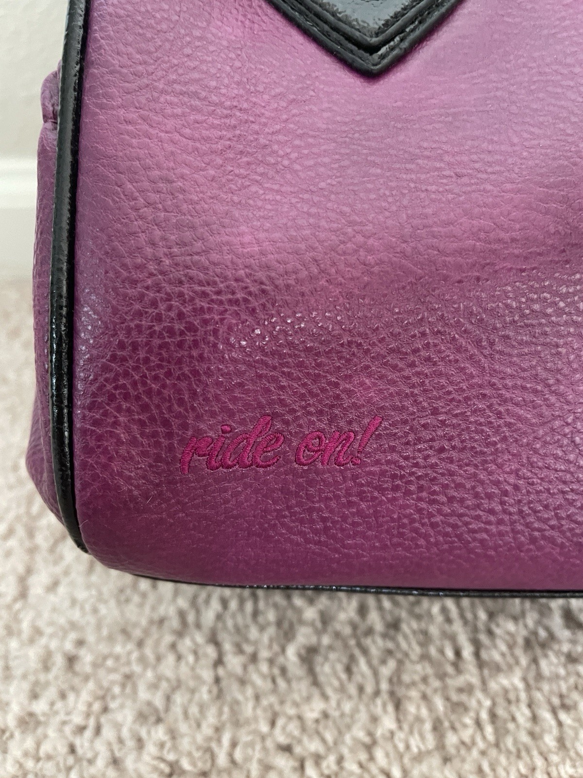 Fox Racing Y2K 90 Purple/Black Top Handle Purse, Lined, Pockets, Charm, Bow