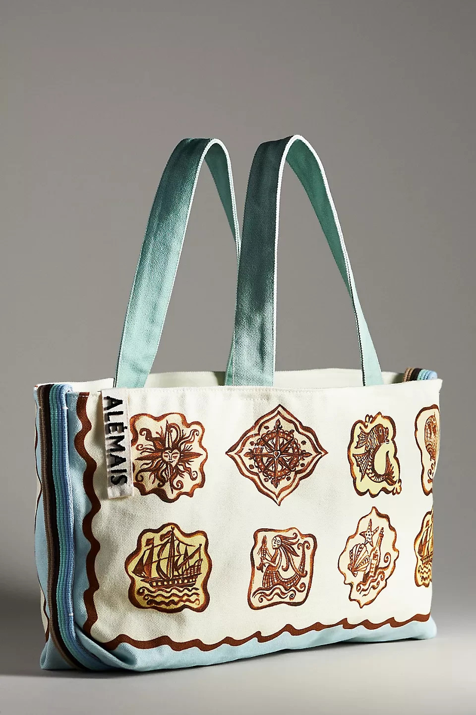 ALÉMAIS Relic Oversized Tote Anthropologie Alemais Beach Bag Organic Cotton NEW