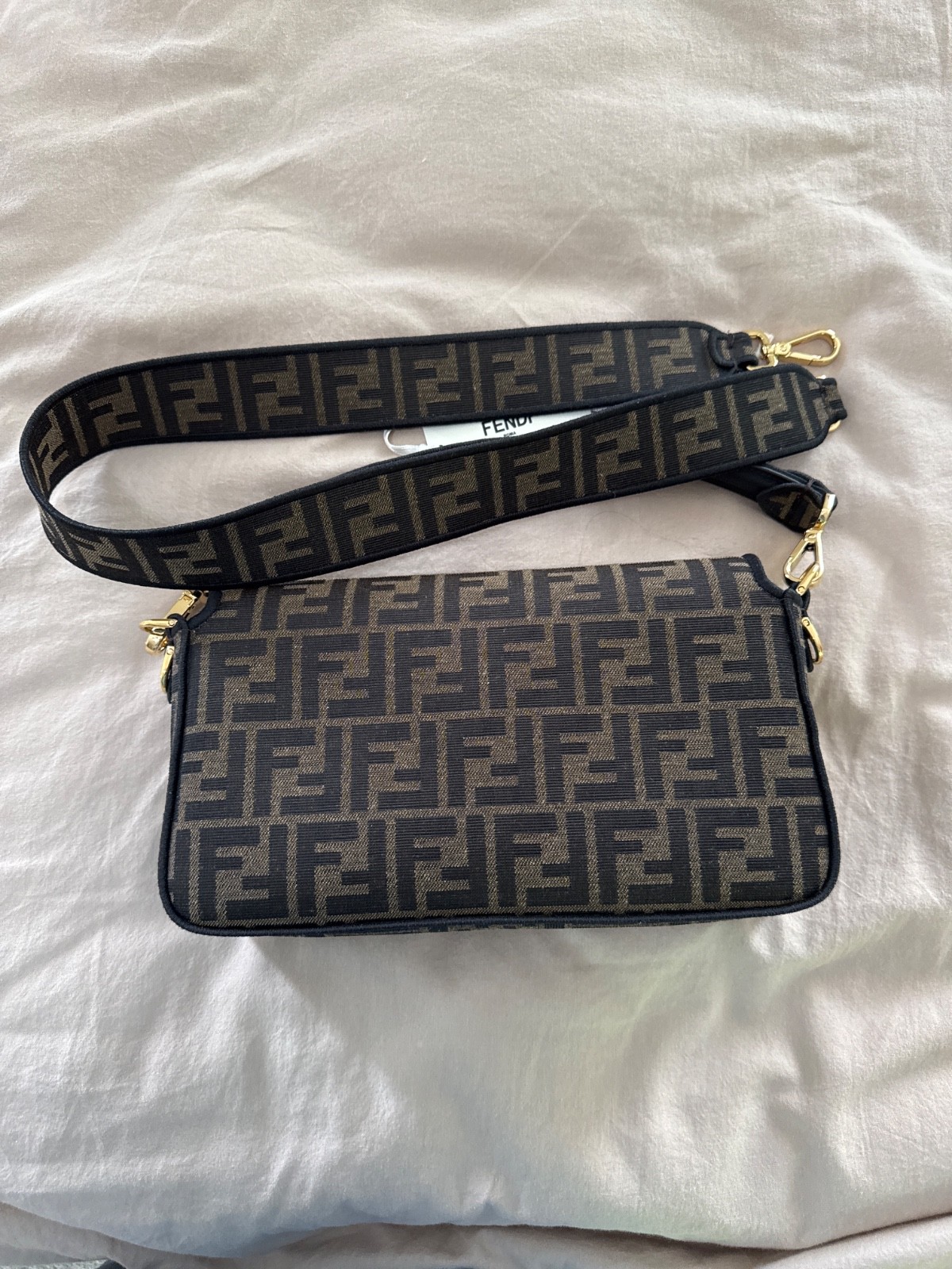 Fendi Baguette Shoulder Bag Brown Canvas Medium size