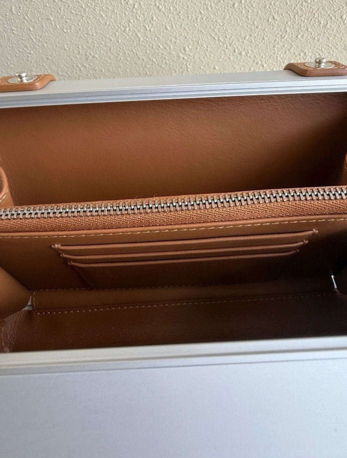 Rimowa Cross-Body Aluminum Shoulder Bag—Silver × Brown