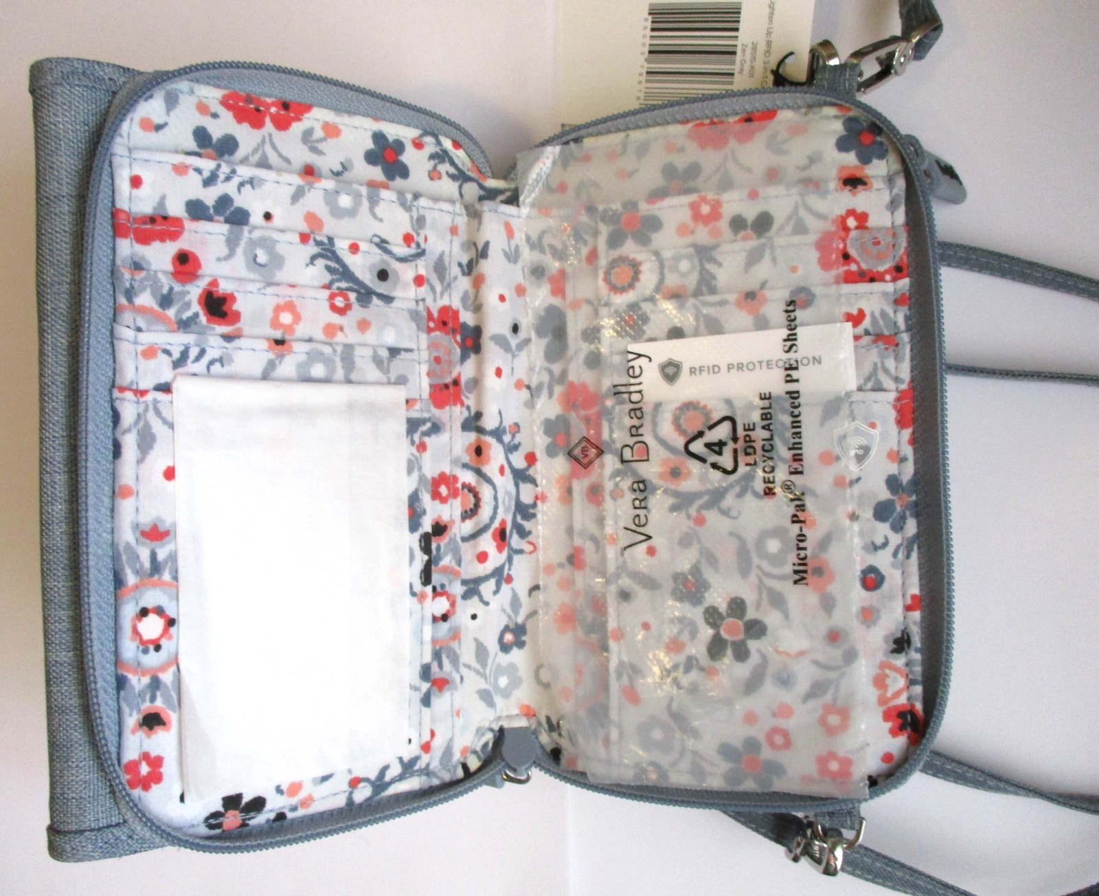 Vera Bradley 3 in 1 Wallet Crossbody Wristlet RFID Lighten Up Zen Gray
