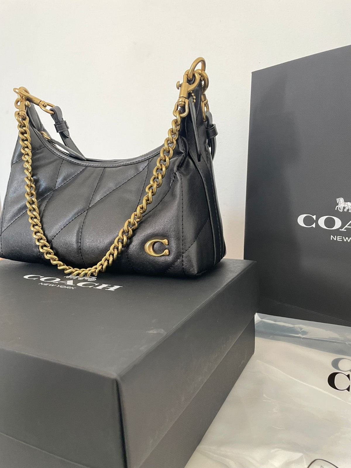 New Coach Juliet 25 Black Quilted Smooth Leather Bag – Box & Dust Bag CDZ65