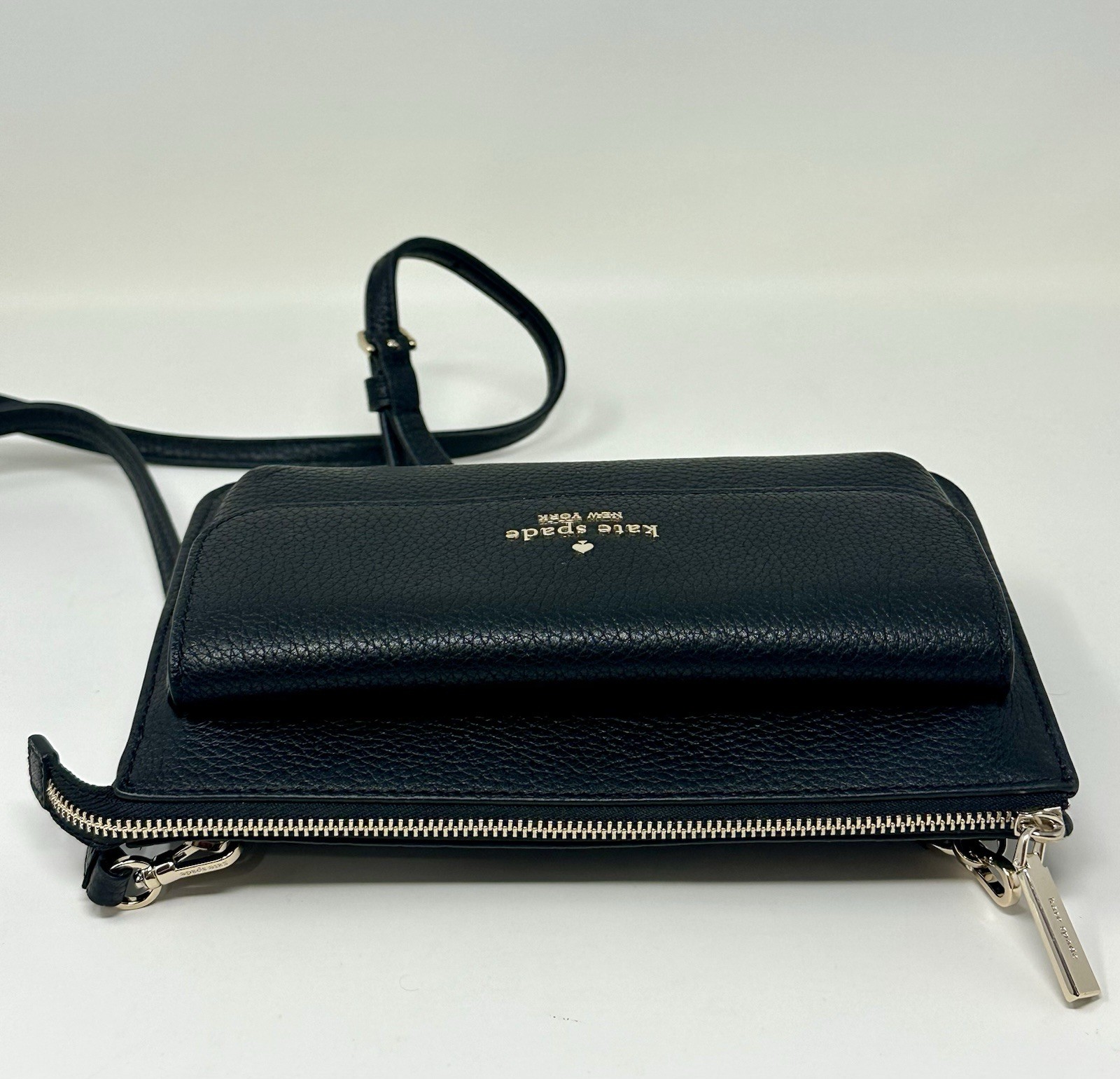Kate Spade New York Leila Small Flap Crossbody Pebbled Leather Black K8284 New