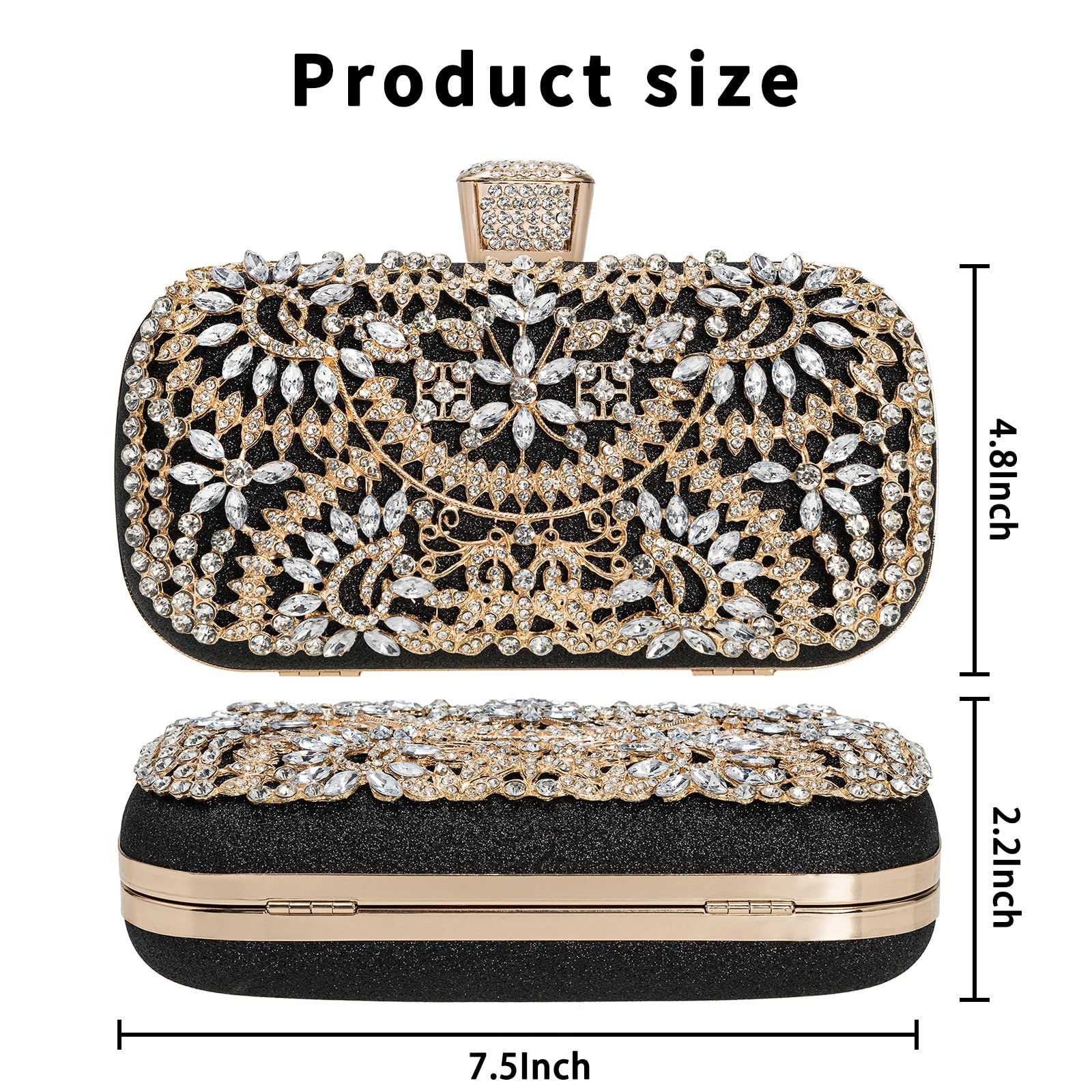 Covelin Women’s Rhinestone Decorated Evening Bag, Tote Medium, Champagne