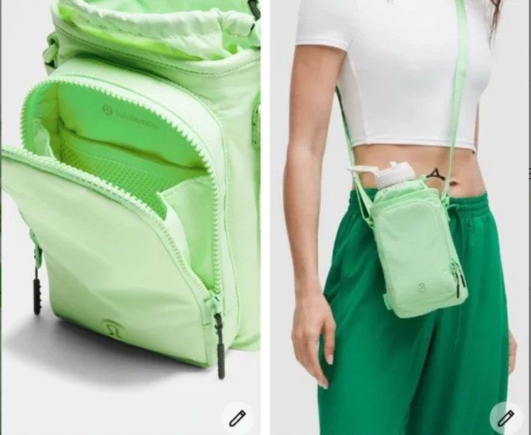 Lululemon Water Bottle Crossbody W/ Front Pocket 2L Citra Lime/Rainforest Green