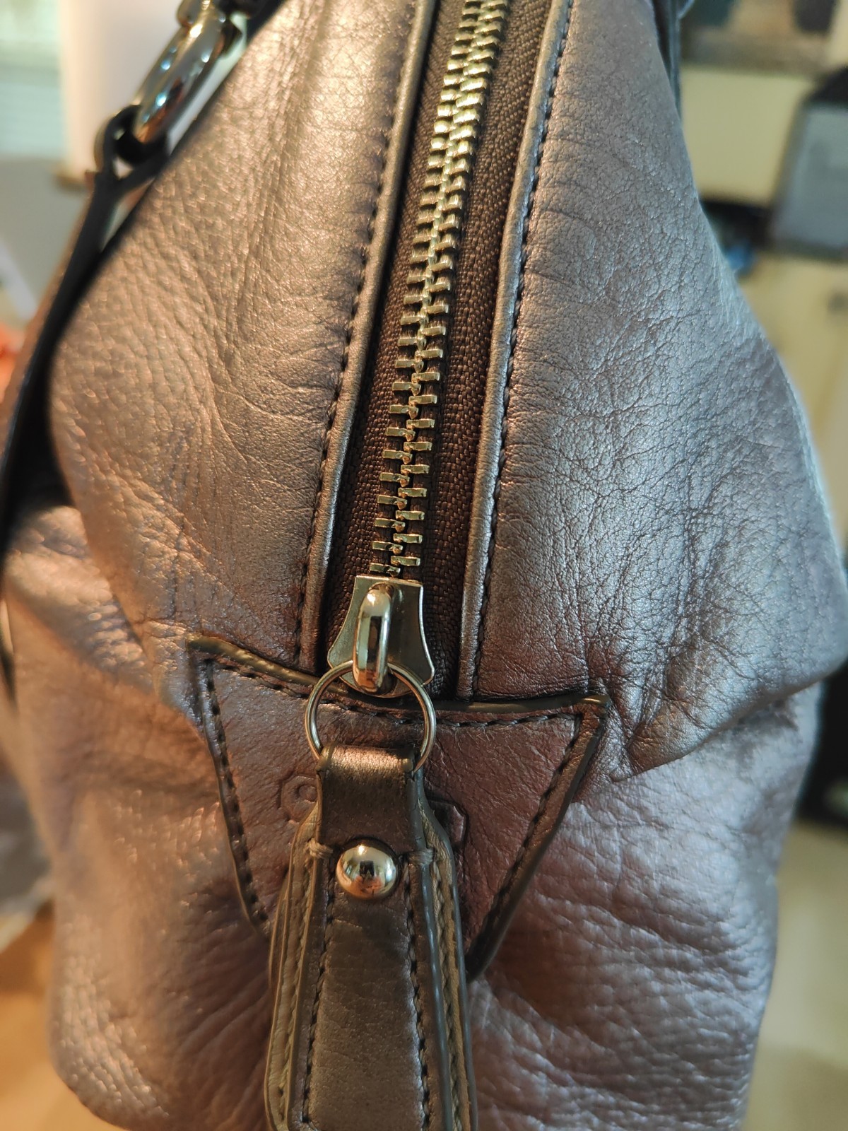 Coach Kristin Pewter Leather Satchel