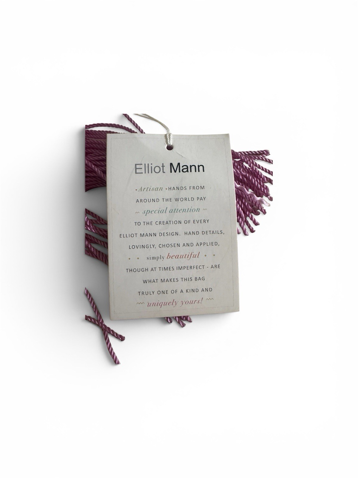 Elliot Mann Purple Shoulder Bag Beaded Fringe Silver Chain Strap