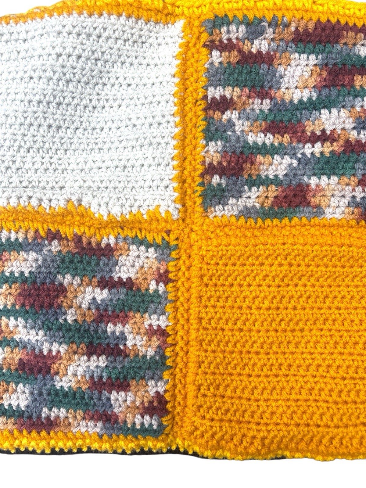 Artisan-made Multi color mustard Crochet Tote Bag Handbag Patchwork design