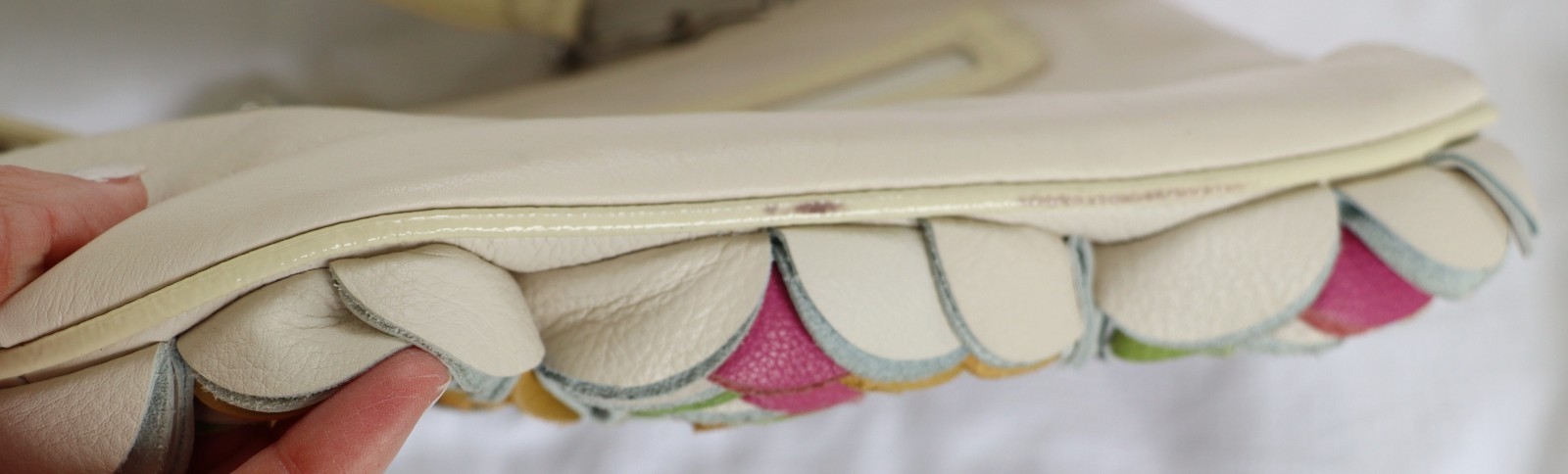 Brighton Masterpiece Collection 3D Leather Cream & Multicolor Floral Handbag
