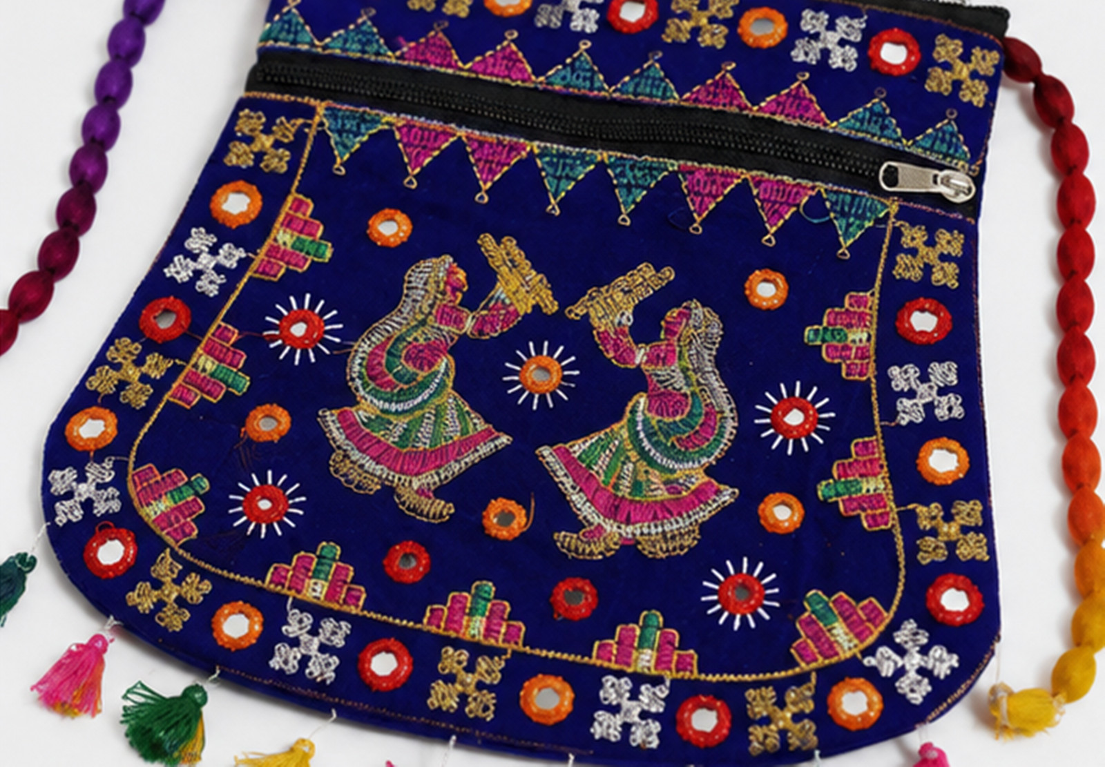 Handmade Embroidered Crossbody Bag, Boho Ethnic Sling Purse, Traditional Indian