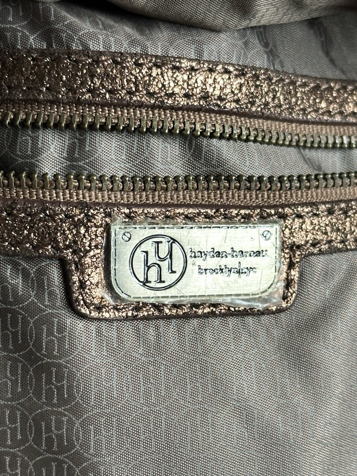 Huge Hayden Harnett Metallic Bronze Y2K Tote Bag Hidden Mickey Disney McBling