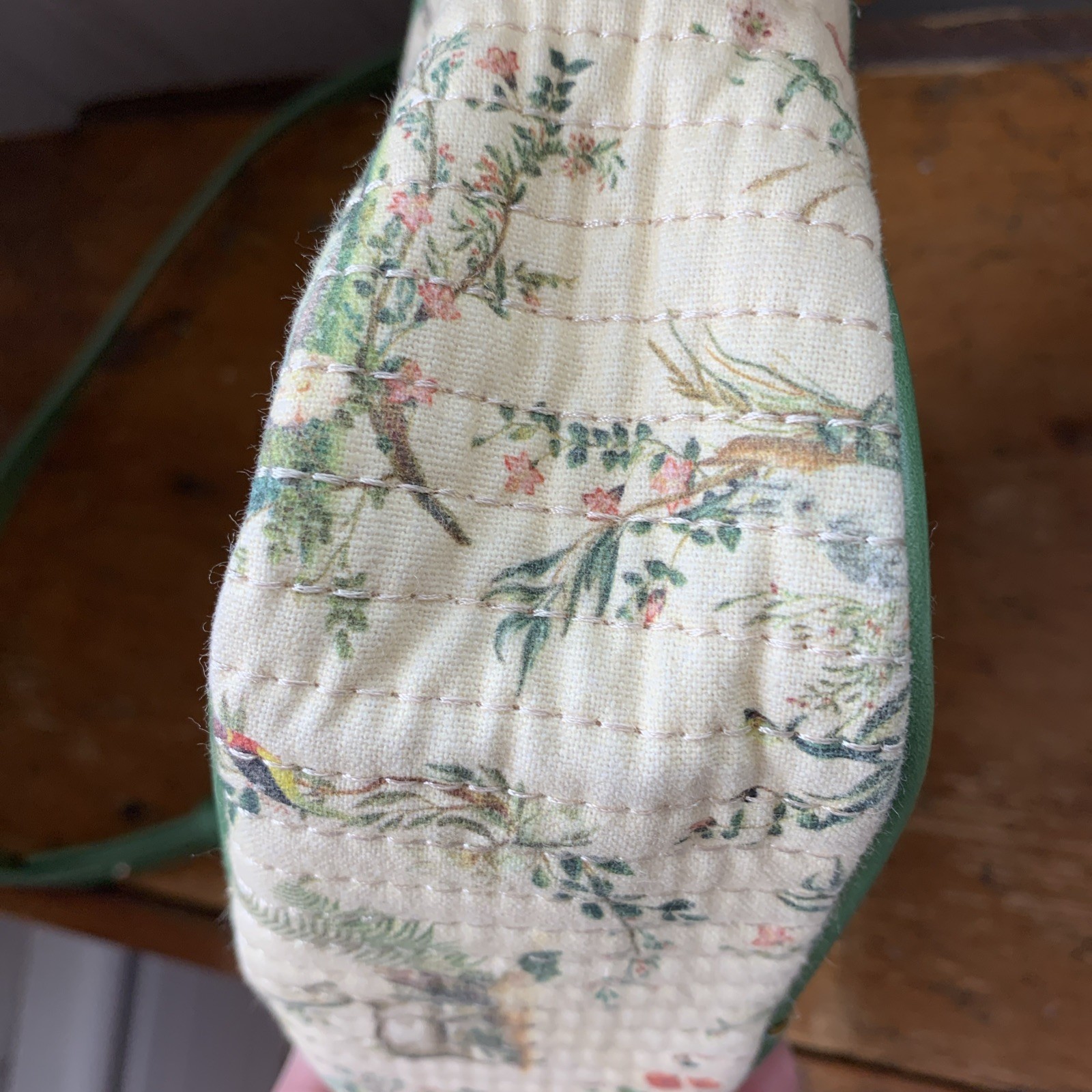 FABLE England Quilted Forest Animals Print Kelly Green Crossbody Bag Purse Small