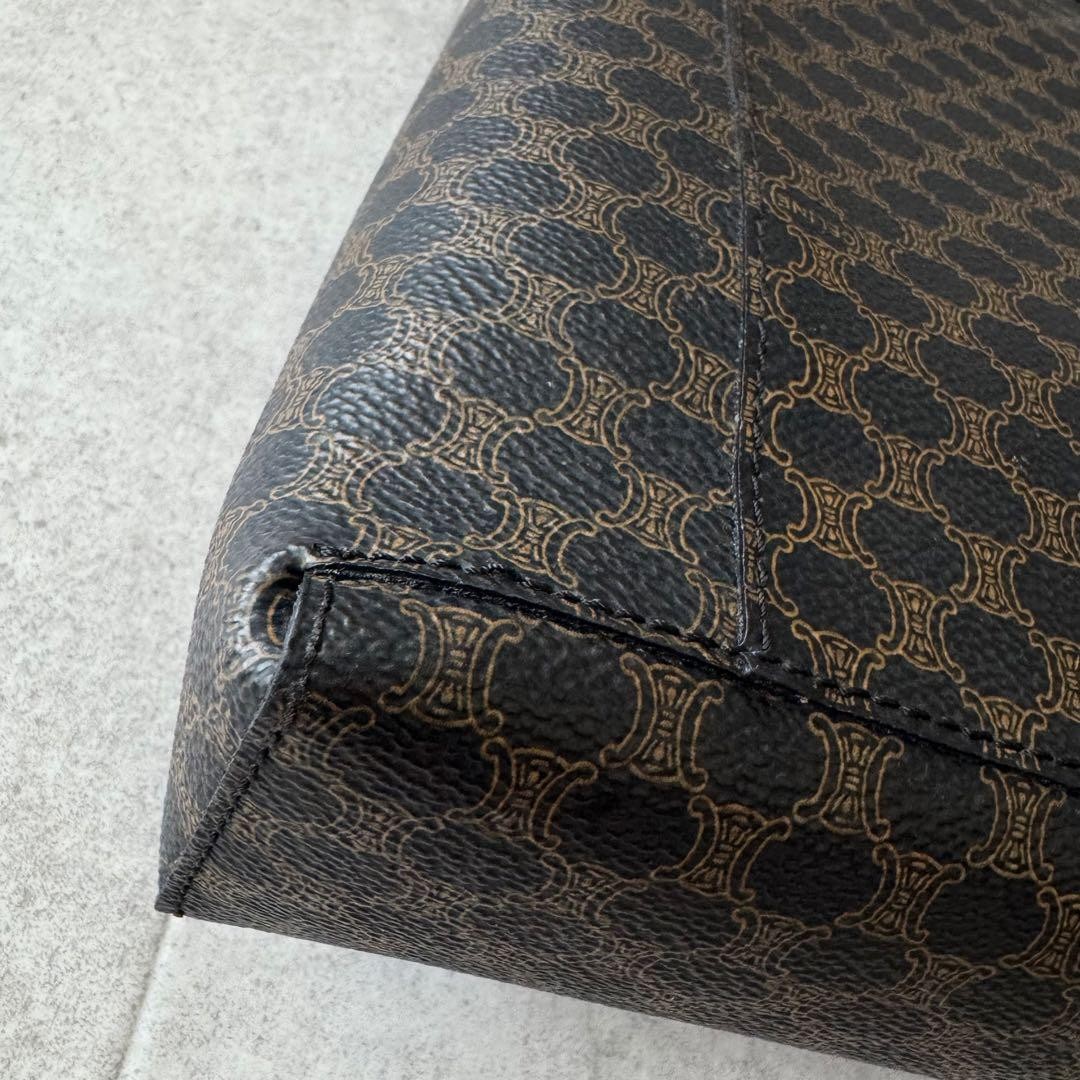 CELINE Pre-Owned Black Macadam Handbag Dark Brown All Over Pattern Pvc