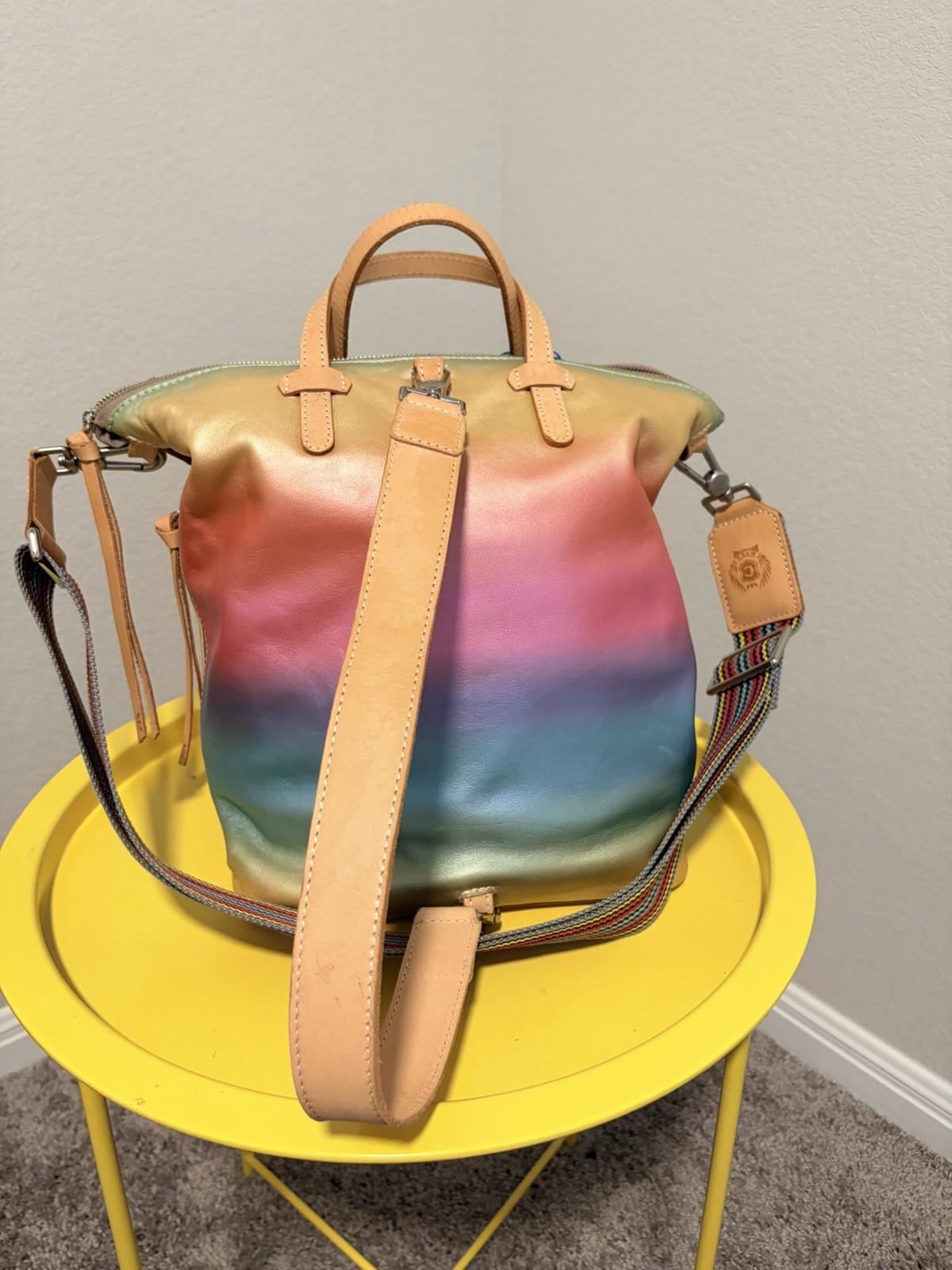 Consuela Gradient Multicolor Satchel Top Handle Zip, Detachable Adjustable Strap