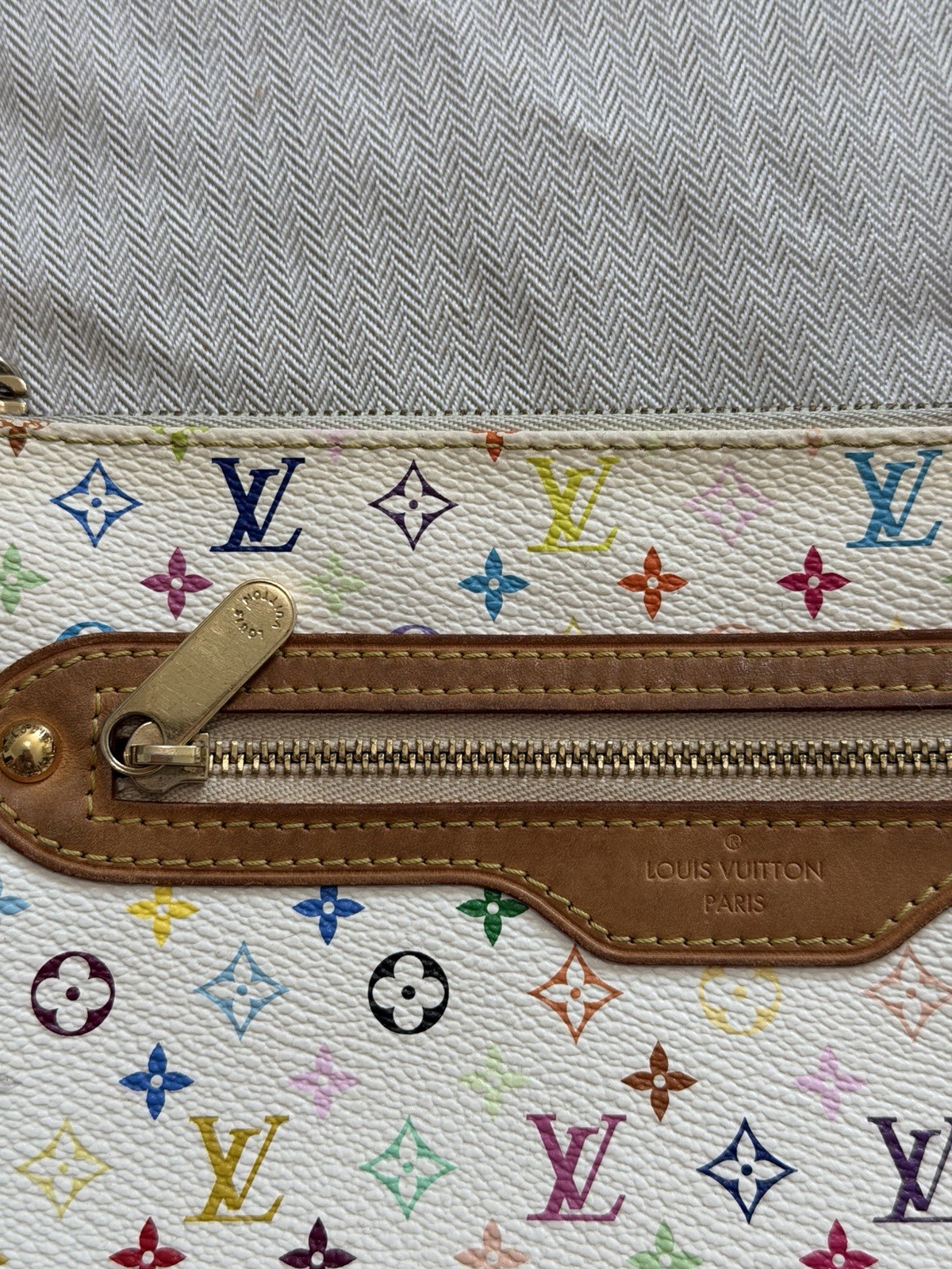 LOUIS VUITTON Monogram Multicolor Pochette GM Pouch White
