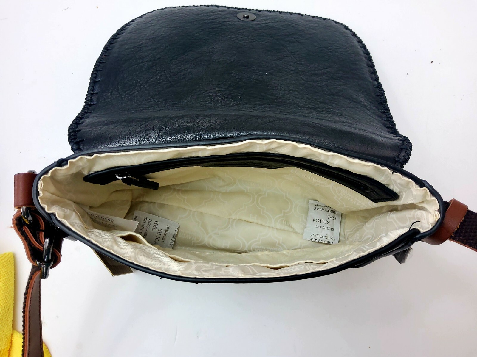 Hayden Harnett Alissa Crossbody Black W Brown Strap Shoulder Bag Handbag HH18319