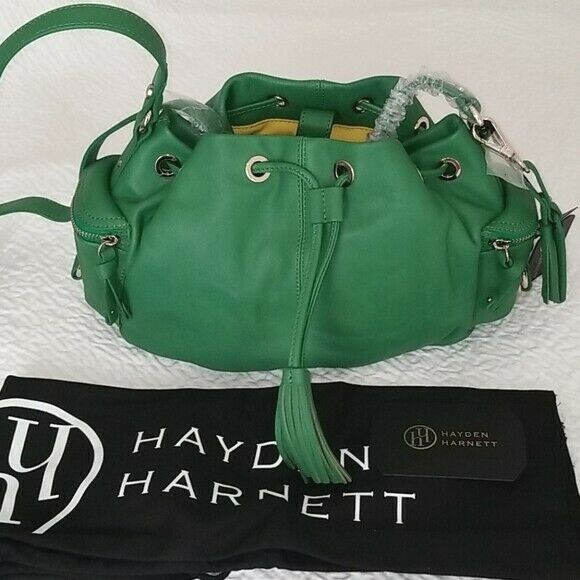 HAYDEN HARNETT GREEN LEATHER CARGO CULT CROSS BODY BAG $258.+ NWT