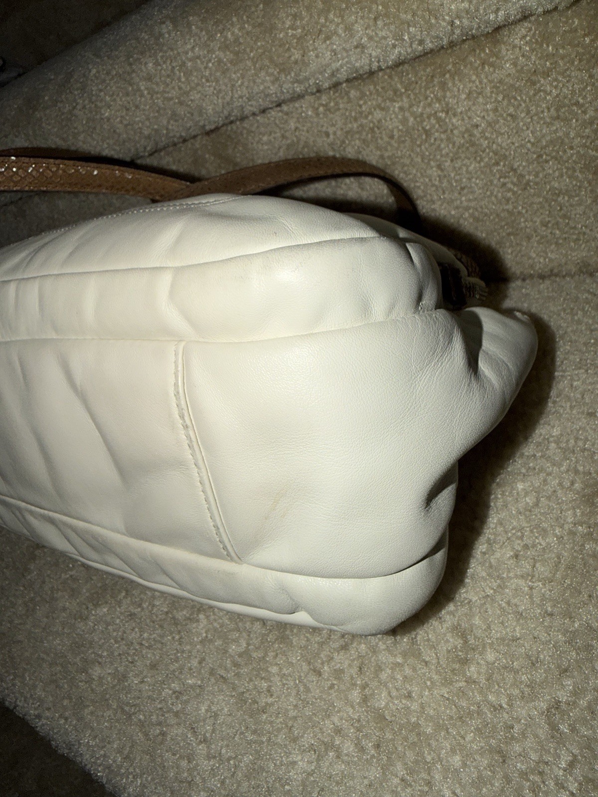 Coach Penelope Leather Satchel Ivory with Brown Snakeskin Trim Purse Handbag