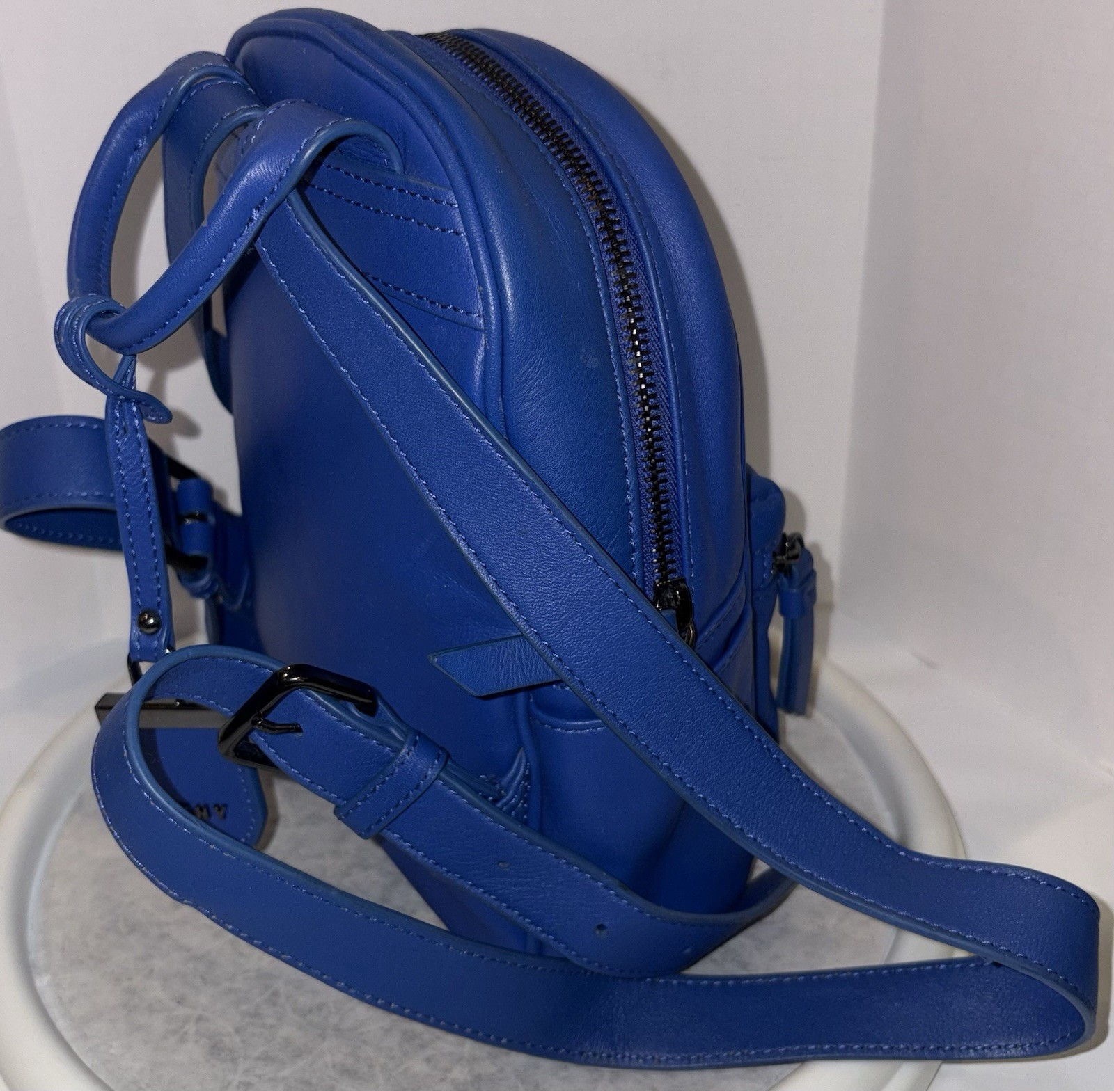 DKNY Donna Karan New York Maxine Mini Backpack Blue Nappa Cow Leather