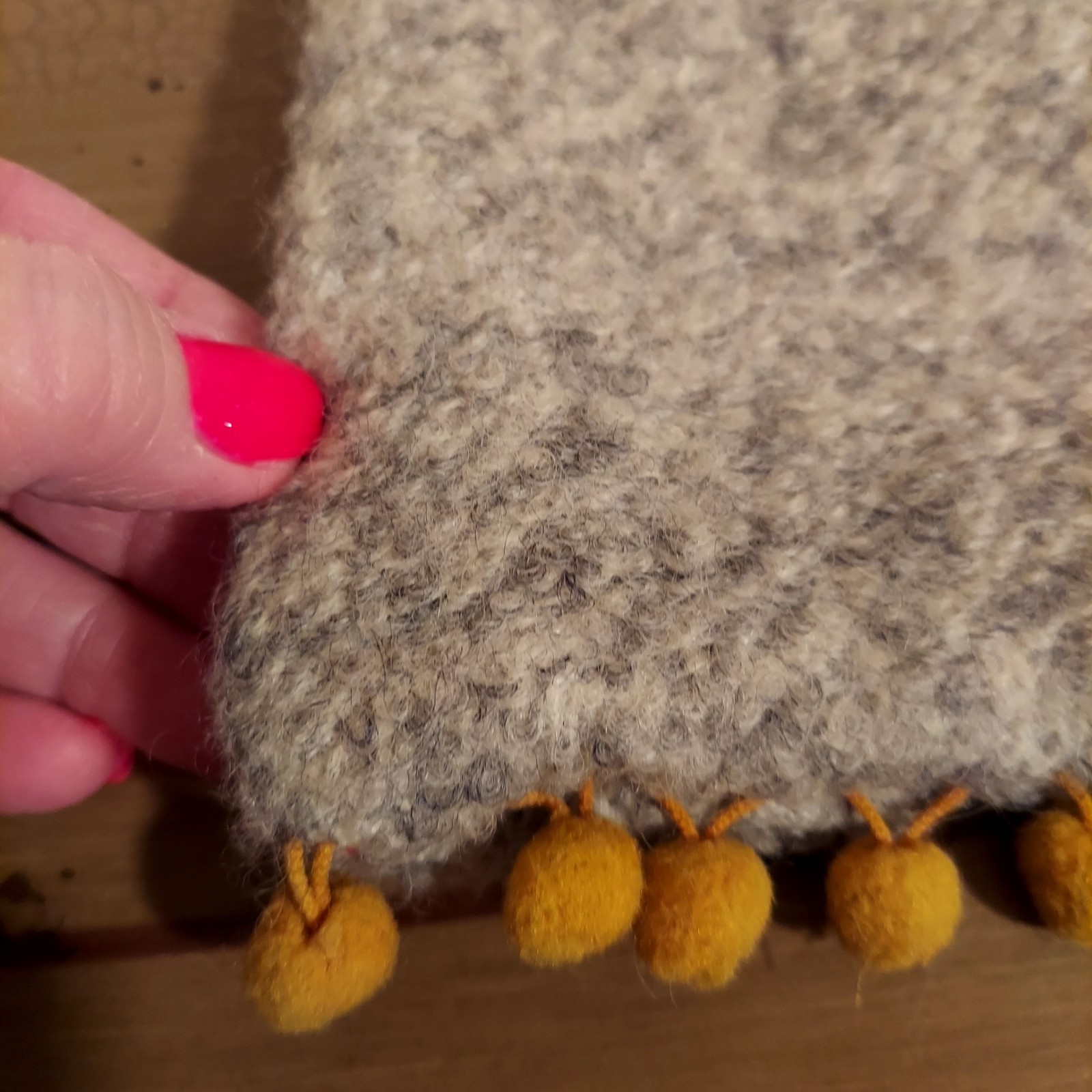 NATURAL LIFE Wool Purse Felted Owl, Pom Poms Plastic Handles EUC